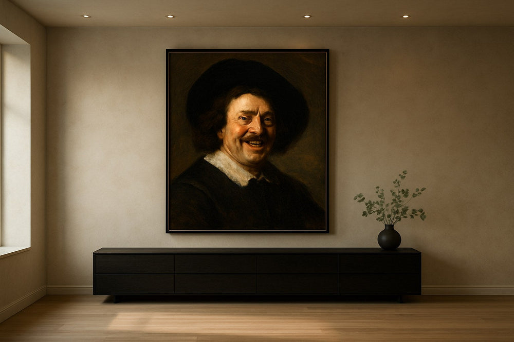 Frans Hals geïnspireerd Gouden Eeuw portret als wanddecoratie in modern interieur