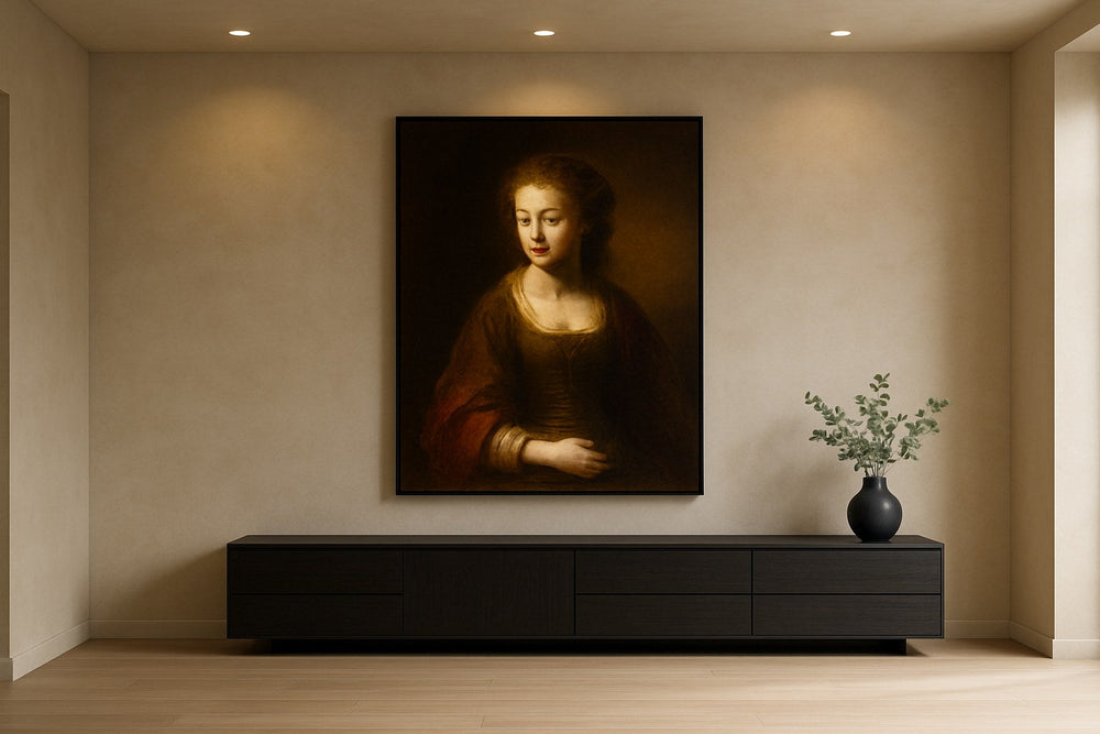 Rembrandt geïnspireerde Hollandse meester wanddecoratie in modern interieur