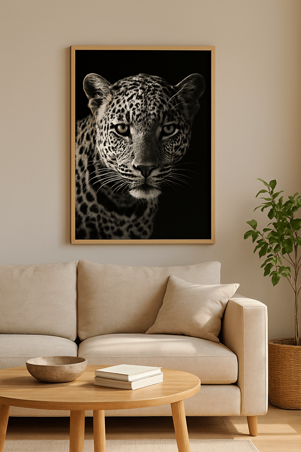 Leopard Schilderij — sfeerbeeld in interieur