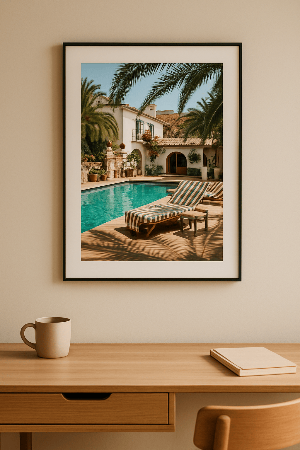 Poolside Siesta Schilderij — sfeerbeeld in interieur