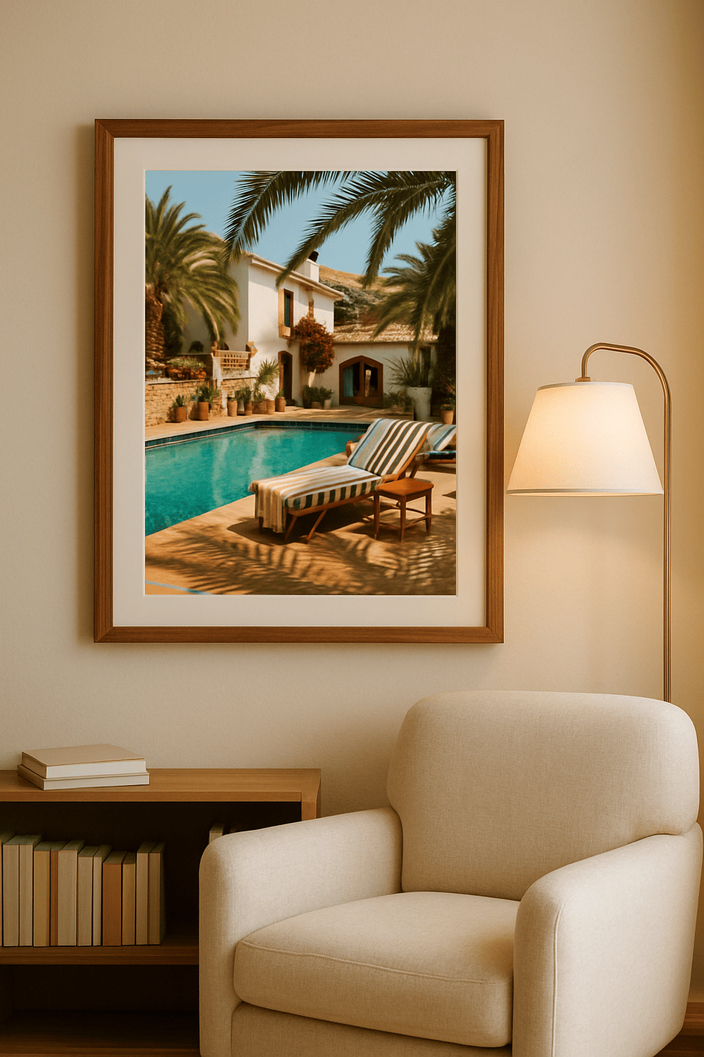 Poolside Siesta Schilderij — sfeerbeeld in interieur