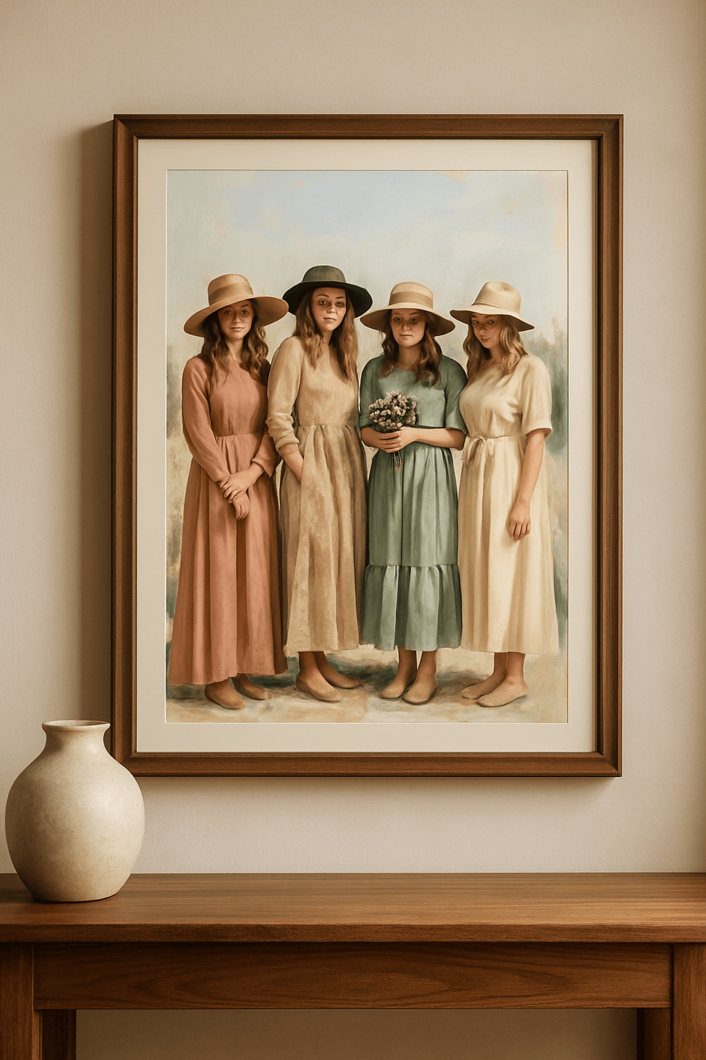 Onder Vier Hoeden Schilderij — sfeerbeeld in interieur