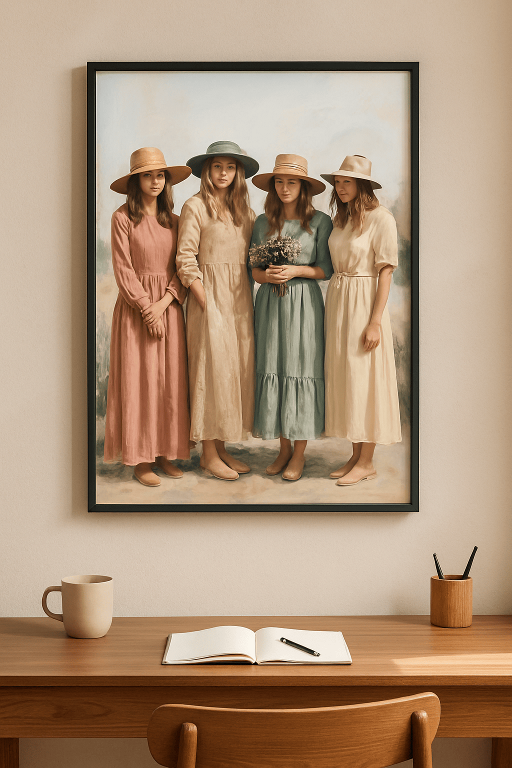 Onder Vier Hoeden Schilderij — sfeerbeeld in interieur