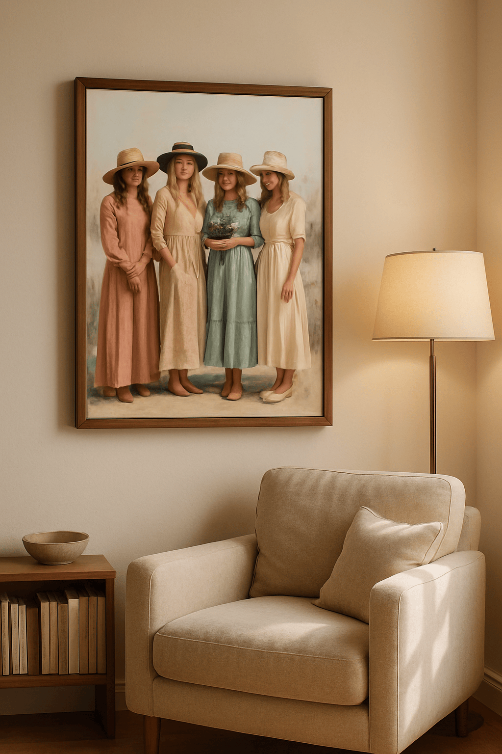 Onder Vier Hoeden Schilderij — sfeerbeeld in interieur