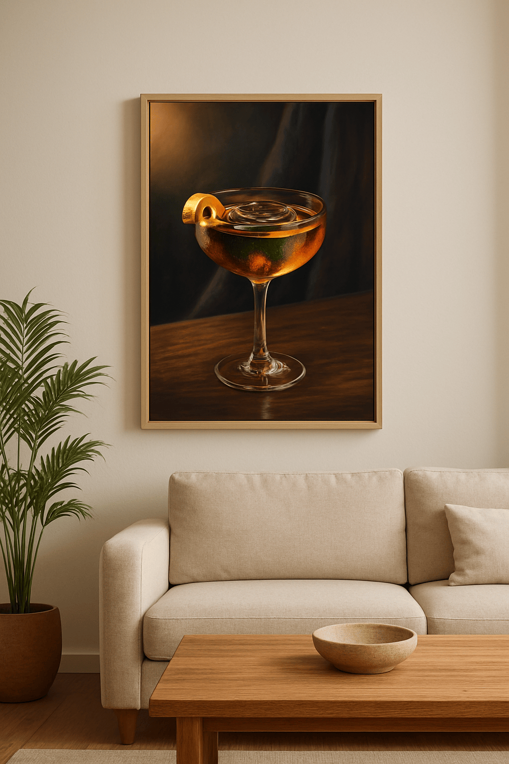 Cocktail Moment Schilderij — sfeerbeeld in interieur