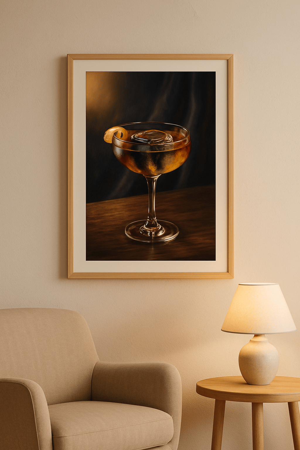 Cocktail Moment Schilderij — sfeerbeeld in interieur