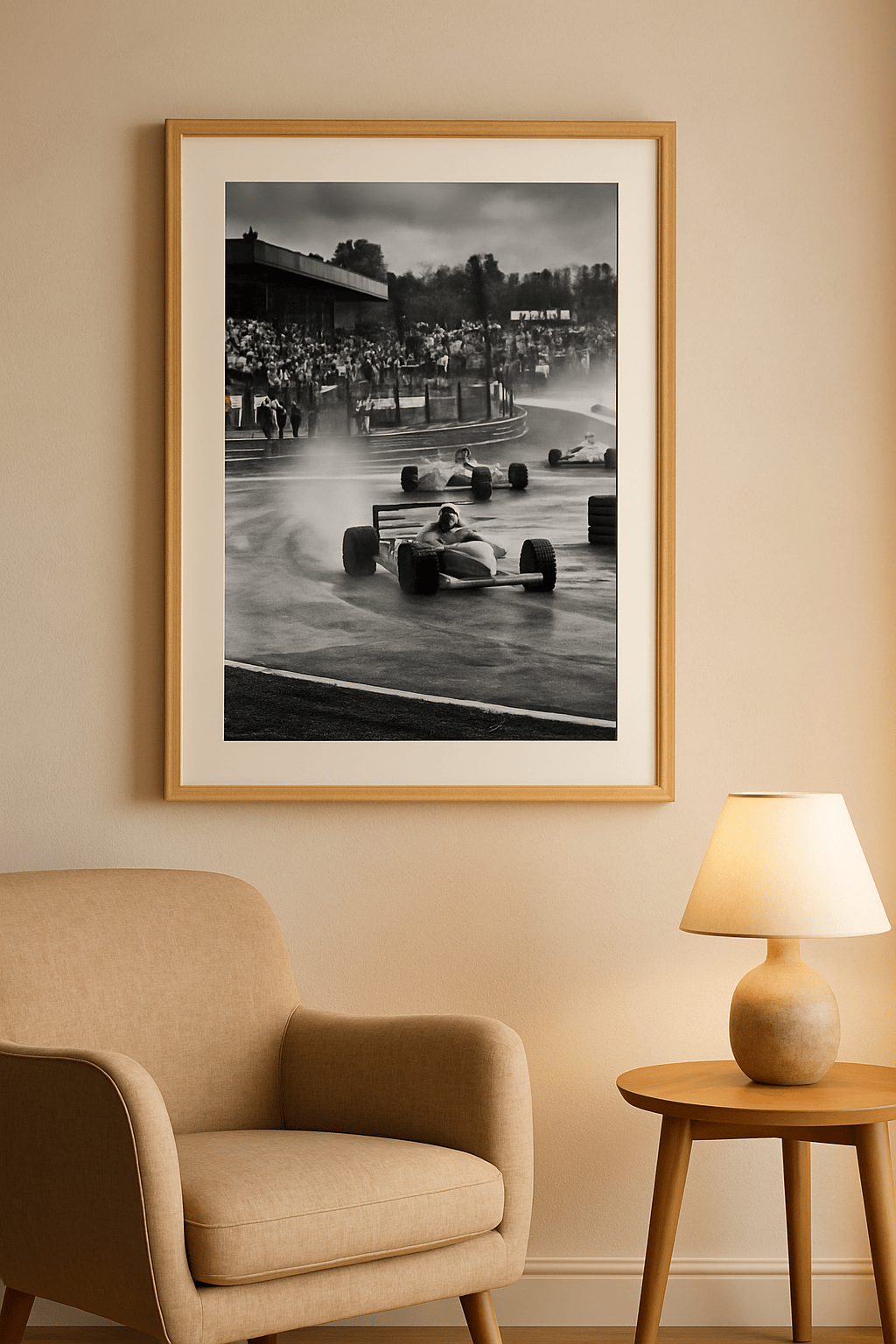 Spray in de Bocht Schilderij — sfeerbeeld in interieur