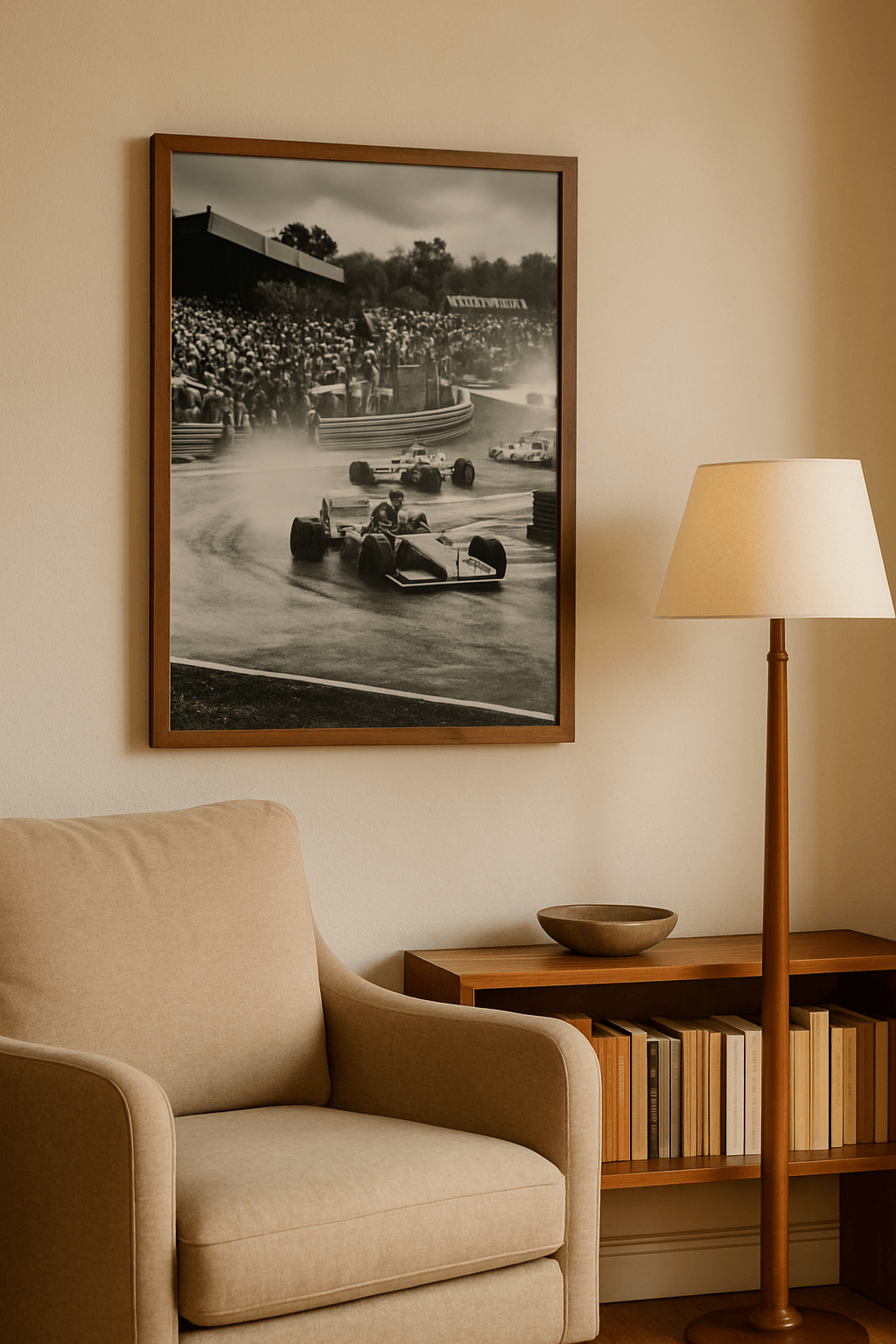 Spray in de Bocht Schilderij — sfeerbeeld in interieur