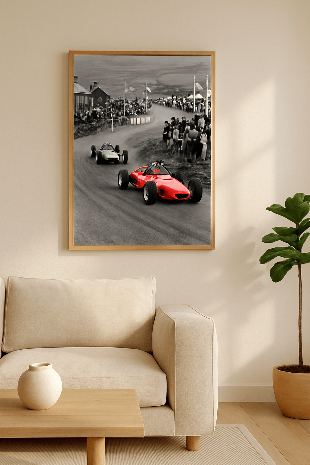 Dorpsrace Schilderij — sfeerbeeld in interieur