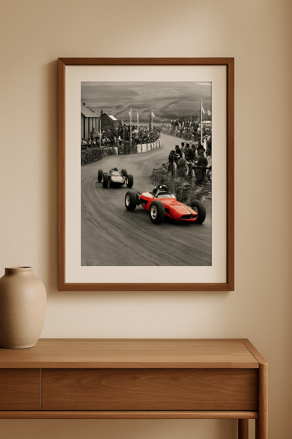 Dorpsrace Schilderij — sfeerbeeld in interieur