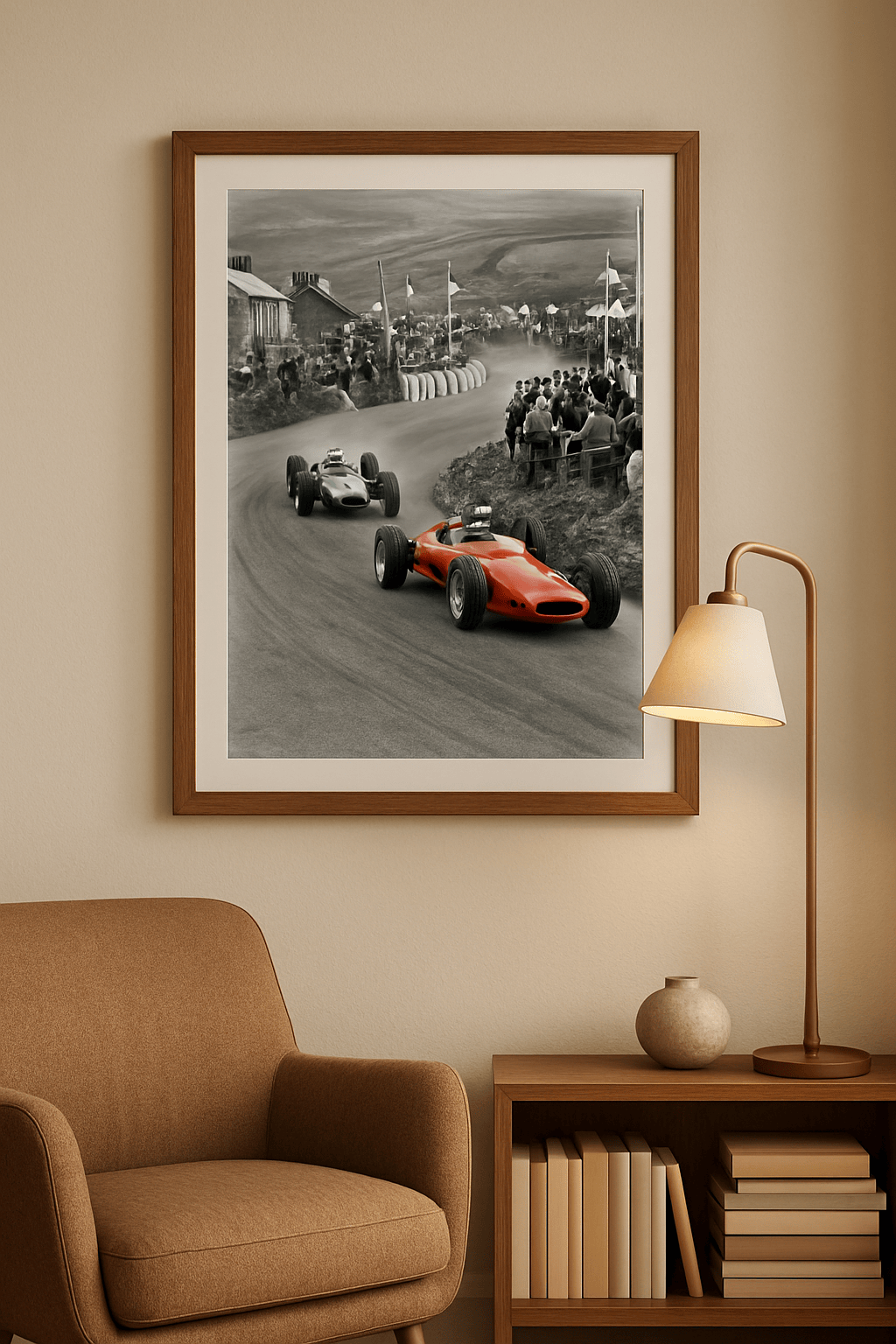Dorpsrace Schilderij — sfeerbeeld in interieur