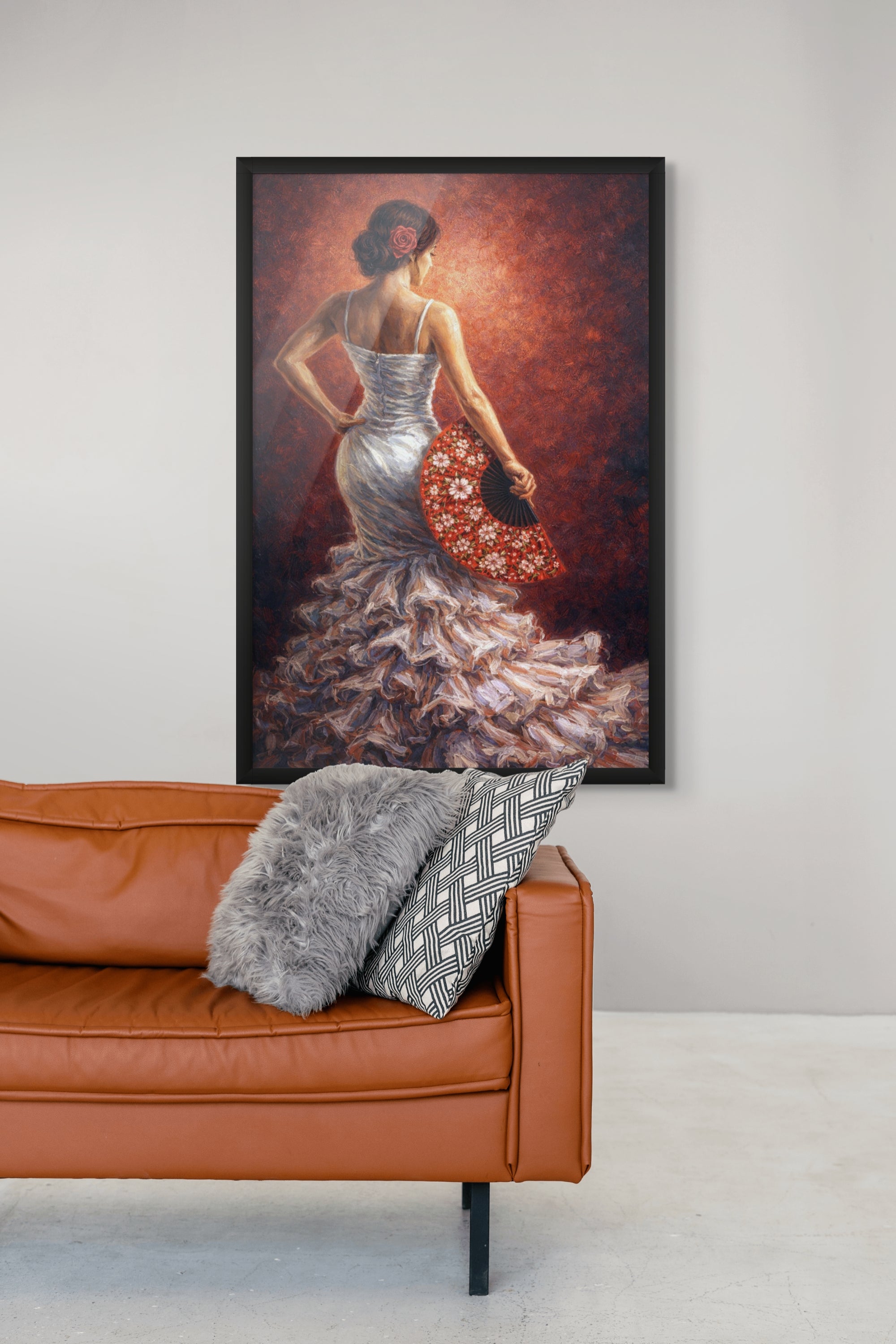 Crimson Fan Serenade – Wandbild auf Leinwand, Aluminium oder Poster