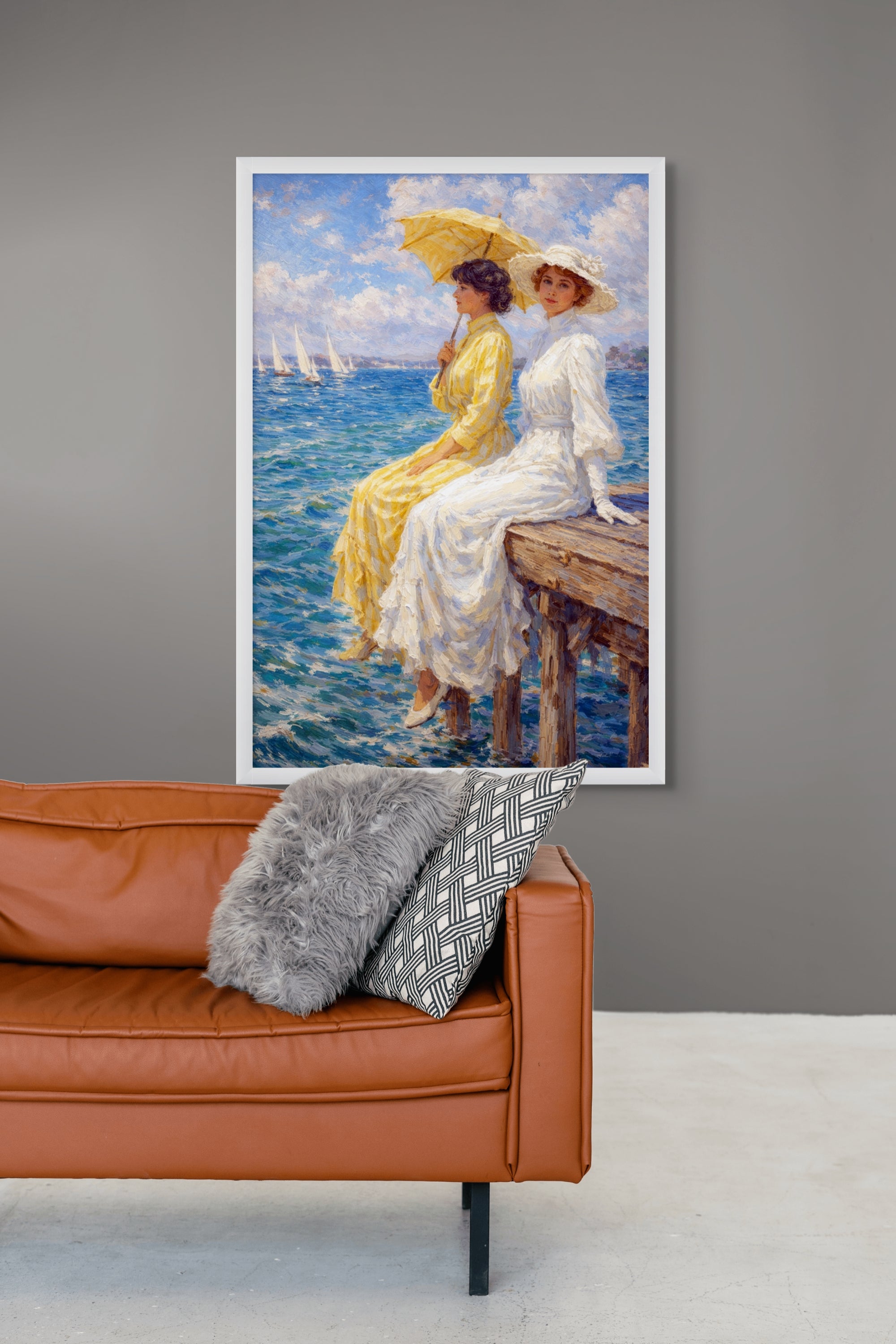 Zonnestralen Havenpier Wanddecoratie – Sfeervolle Kust Canvas Print
