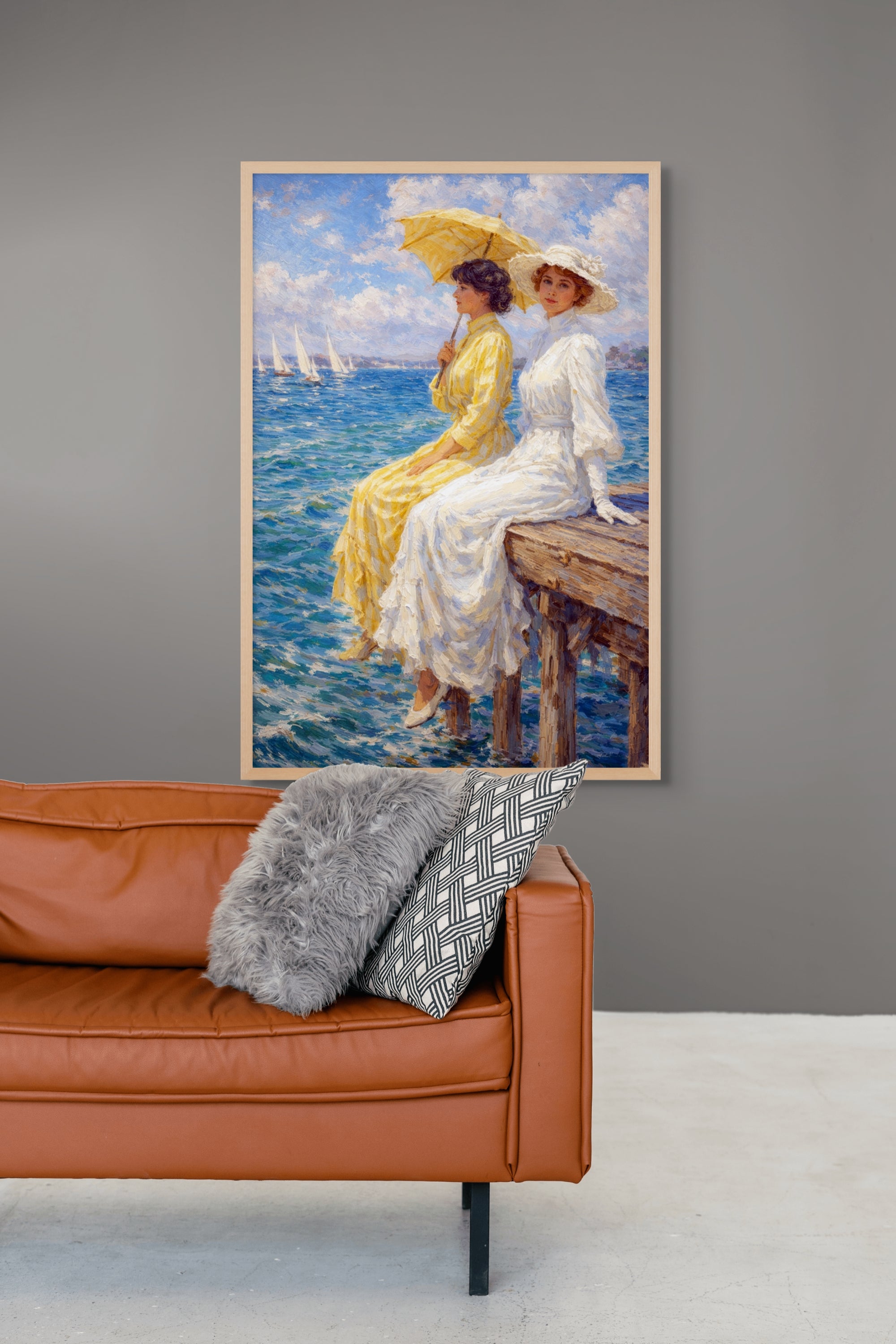 Zonnestralen Havenpier Wanddecoratie – Sfeervolle Kust Canvas Print