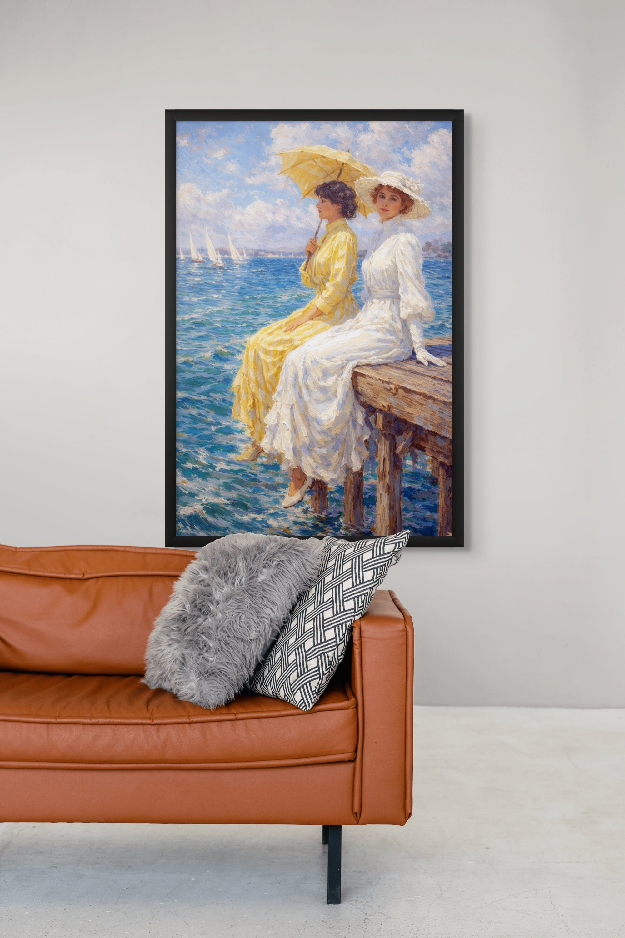 Zonnestralen Havenpier Wanddecoratie – Sfeervolle Kust Canvas Print
