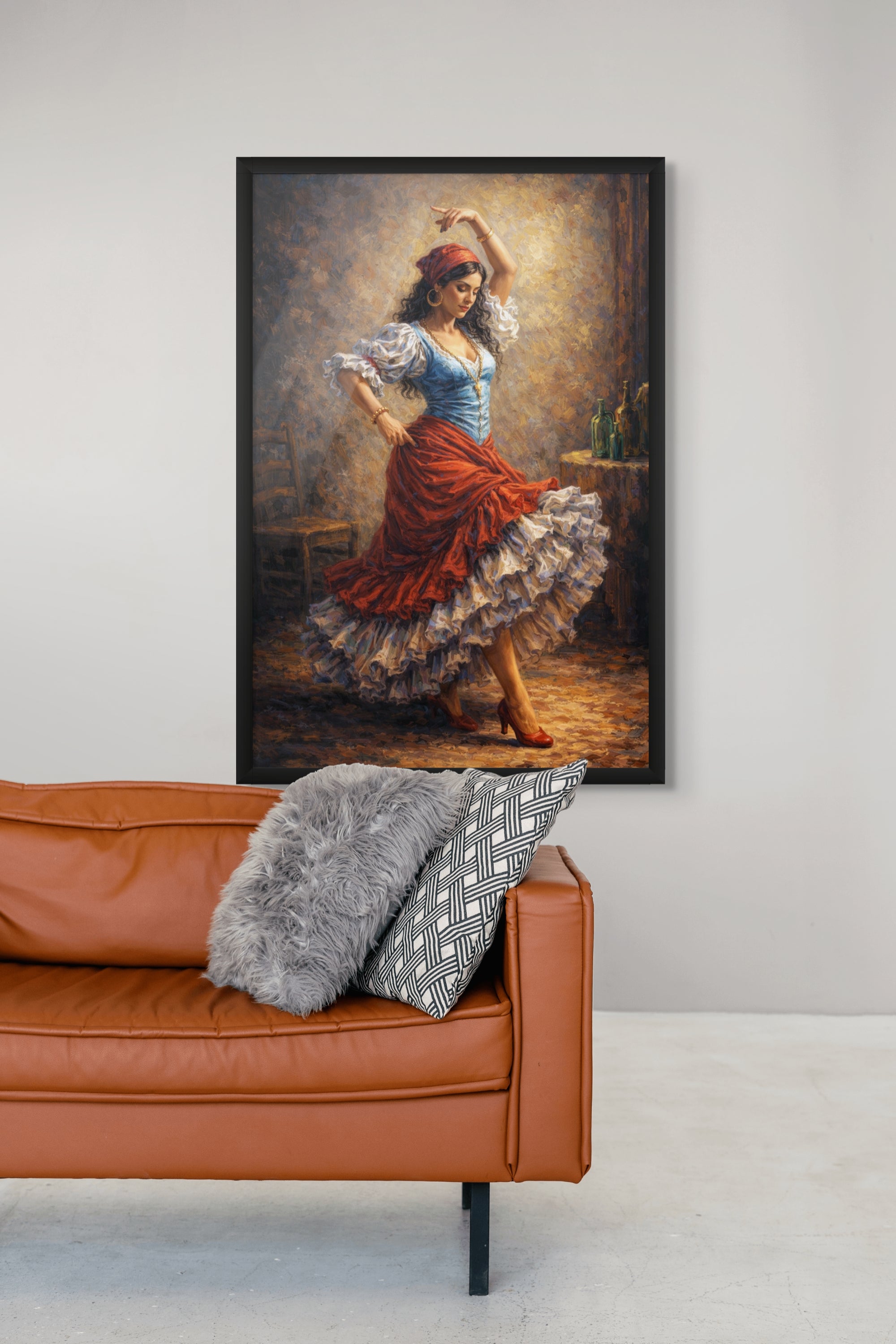 Abstract Vrouw Wanddecoratie – Ritmische Rode Canvas of Aluminium Print
