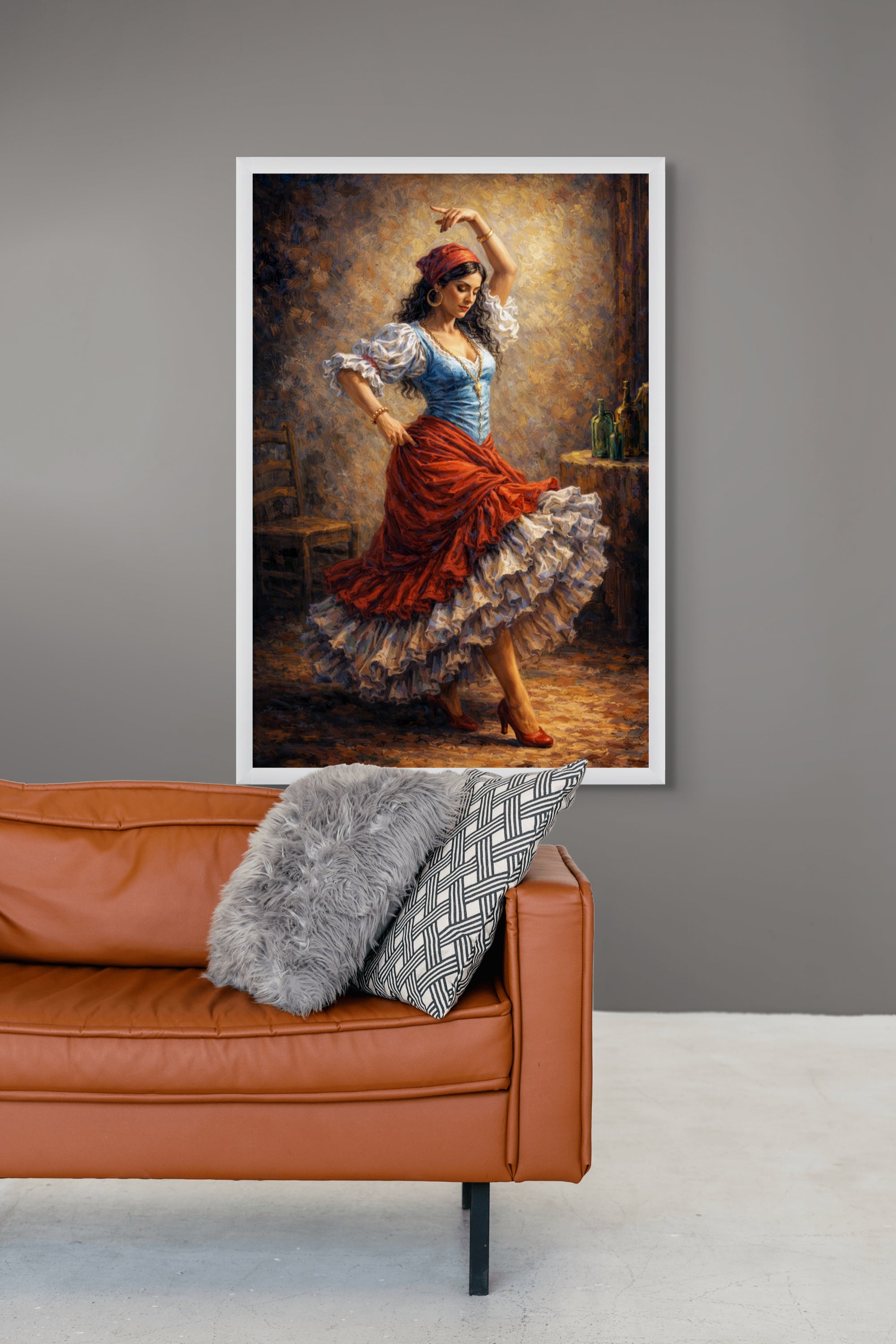 Abstract Vrouw Wanddecoratie – Ritmische Rode Canvas of Aluminium Print