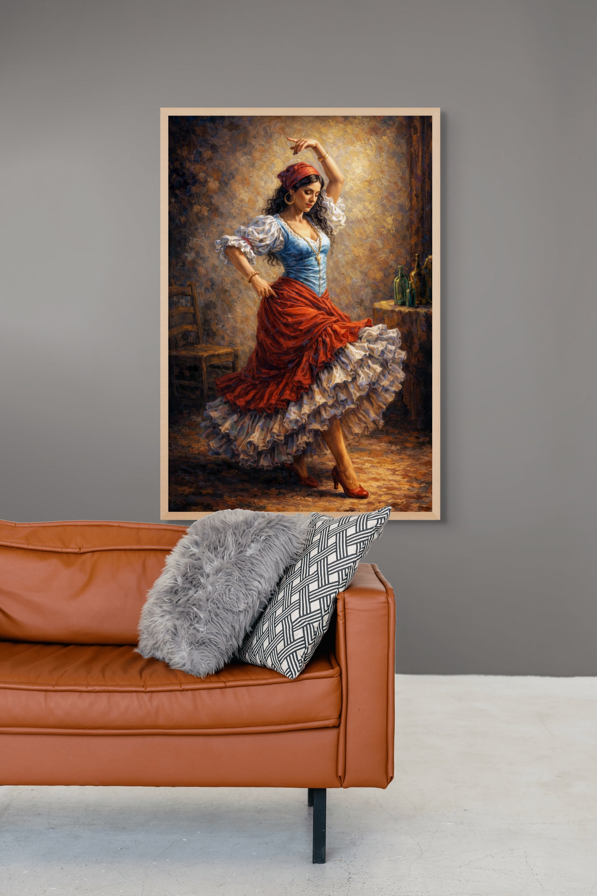 Abstract Vrouw Wanddecoratie – Ritmische Rode Canvas of Aluminium Print