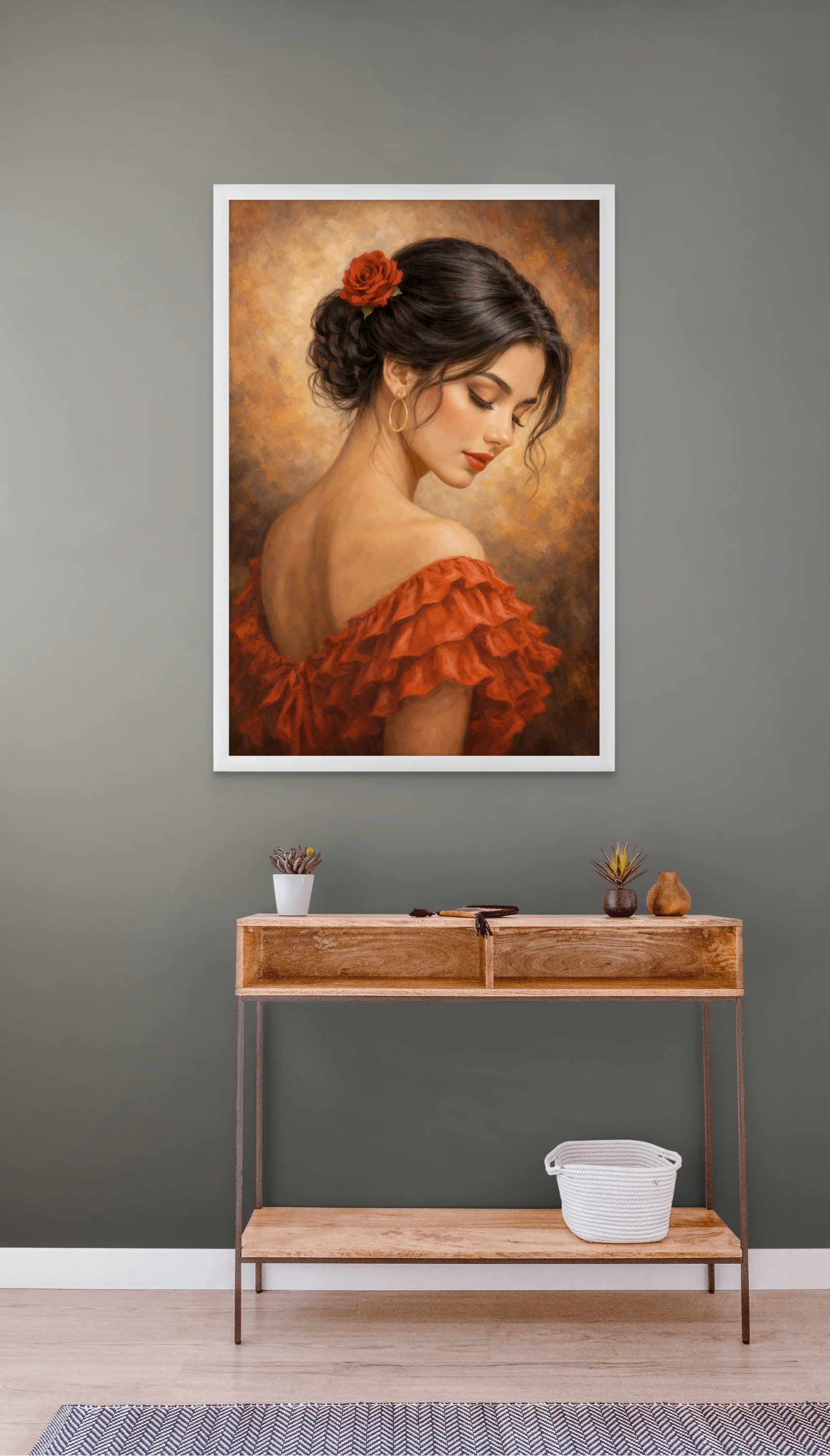 Romantische Rode Wanddecoratie – Elegante Canvas Slaapkamer Print