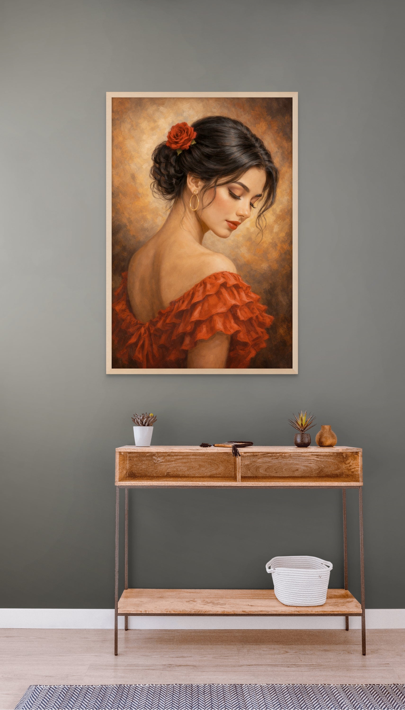 Romantische Rode Wanddecoratie – Elegante Canvas Slaapkamer Print