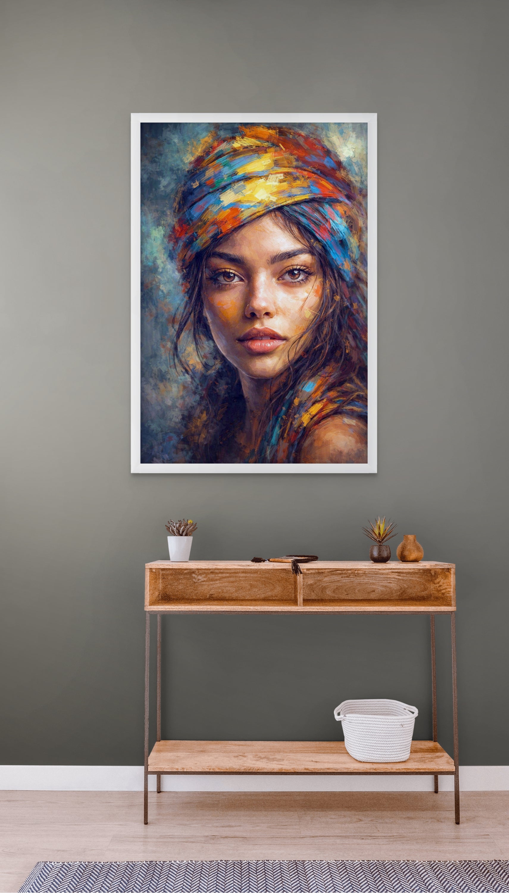 Bohemian Vrouw Wanddecoratie Sterren – Sfeervolle Canvas Print