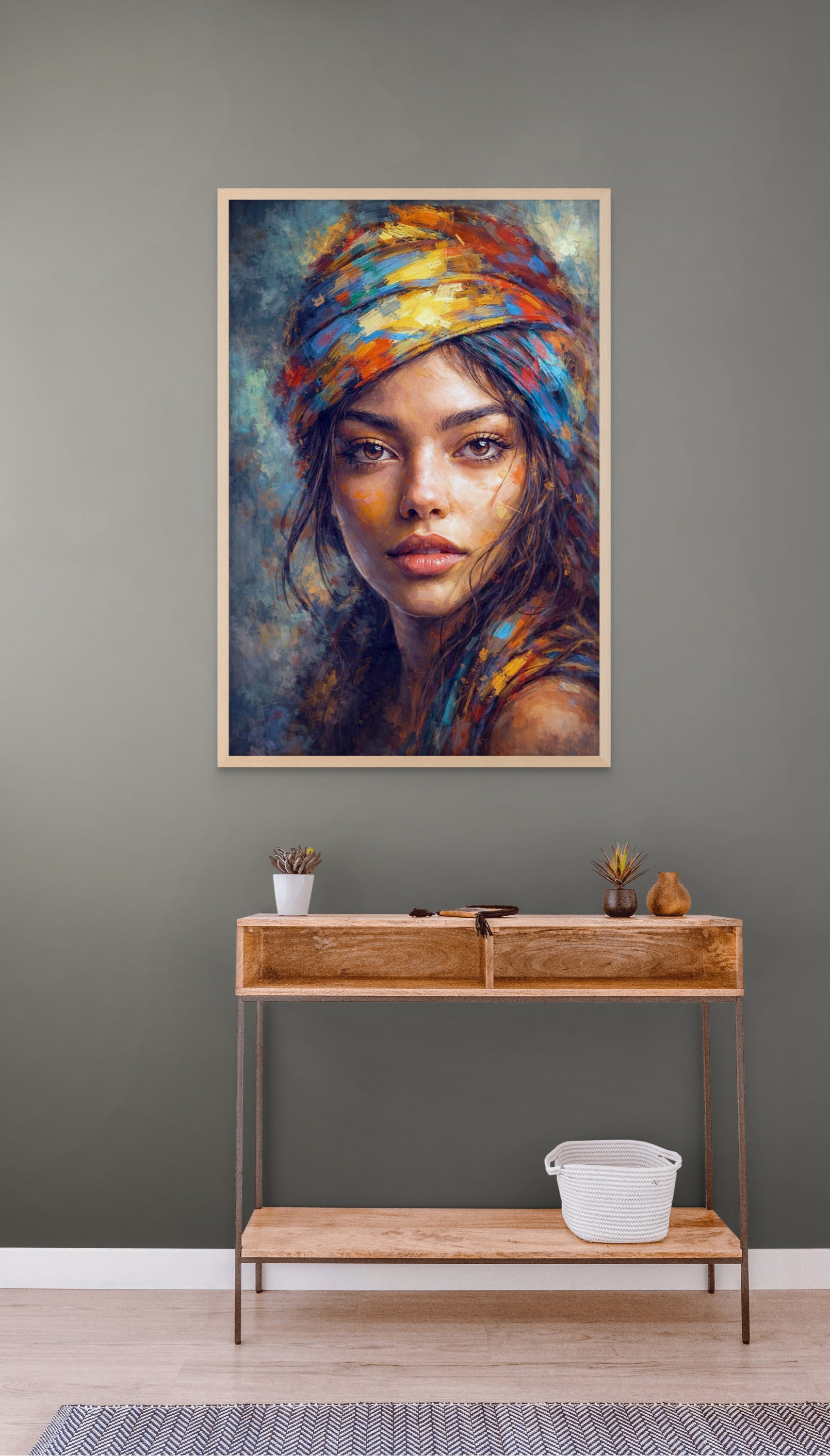 Bohemian Vrouw Wanddecoratie Sterren – Sfeervolle Canvas Print