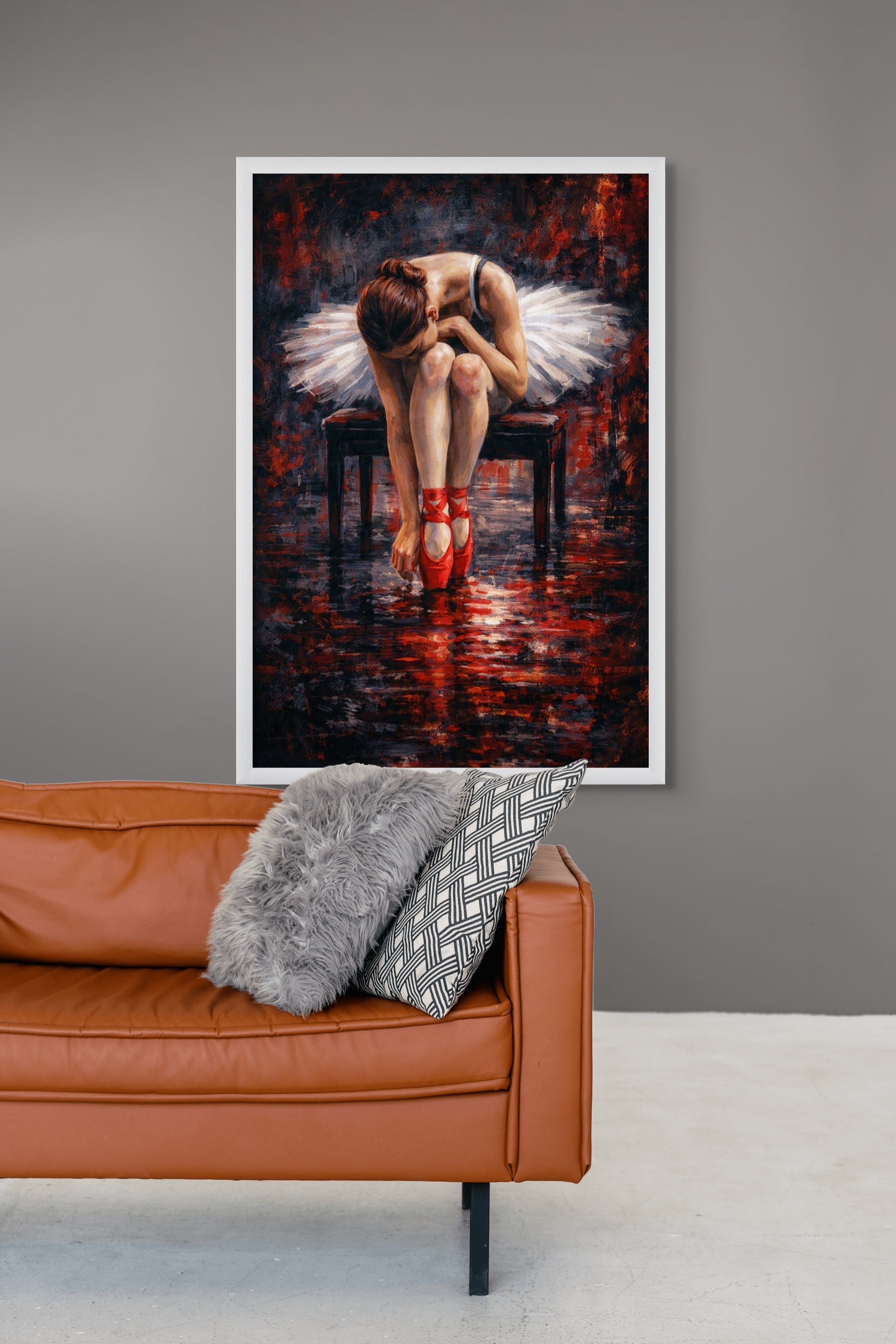 Ballerina Wanddecoratie Rood – Elegante Dans Canvas Slaapkamer Print