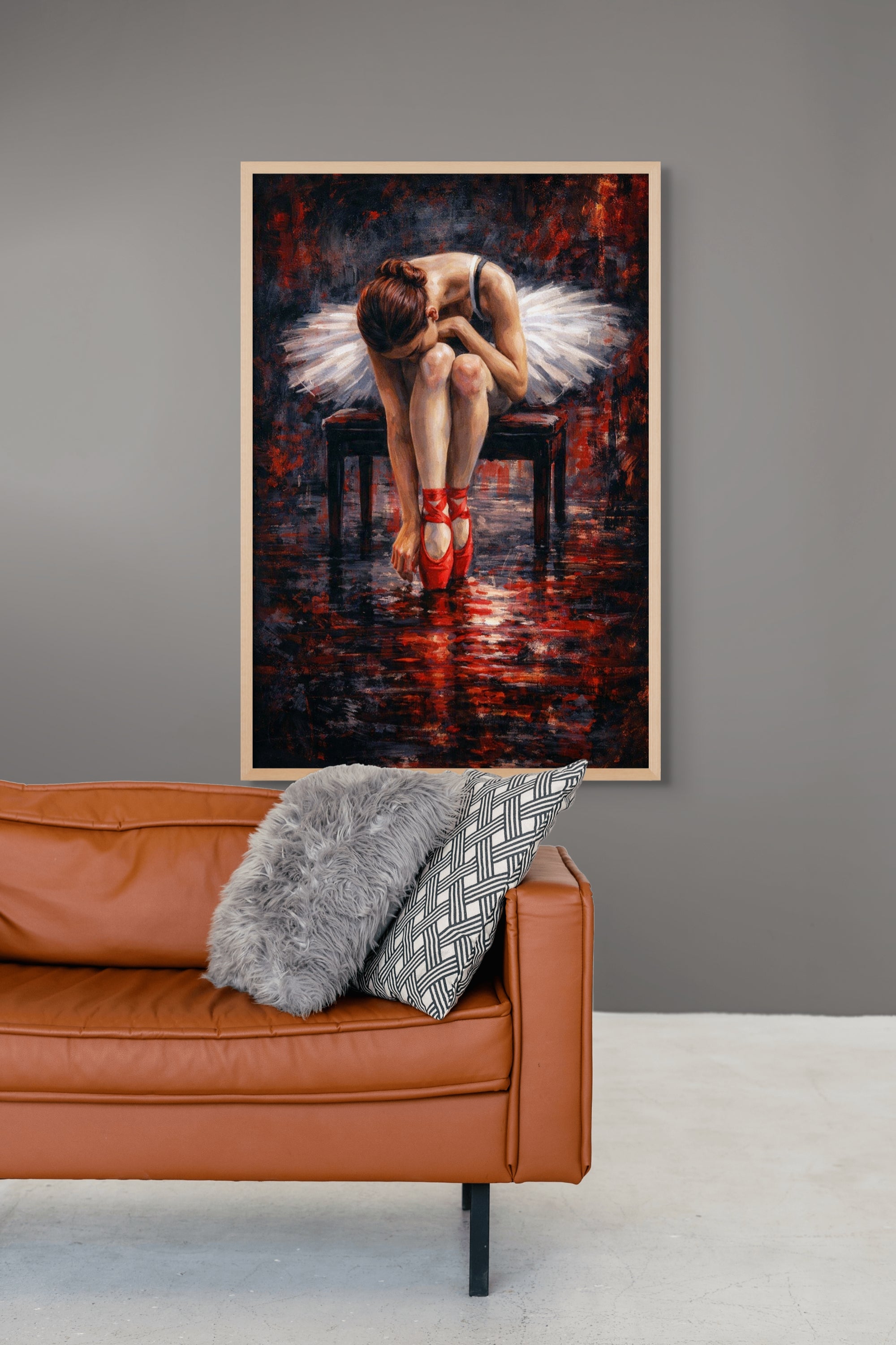 Ballerina Wanddecoratie Rood – Elegante Dans Canvas Slaapkamer Print