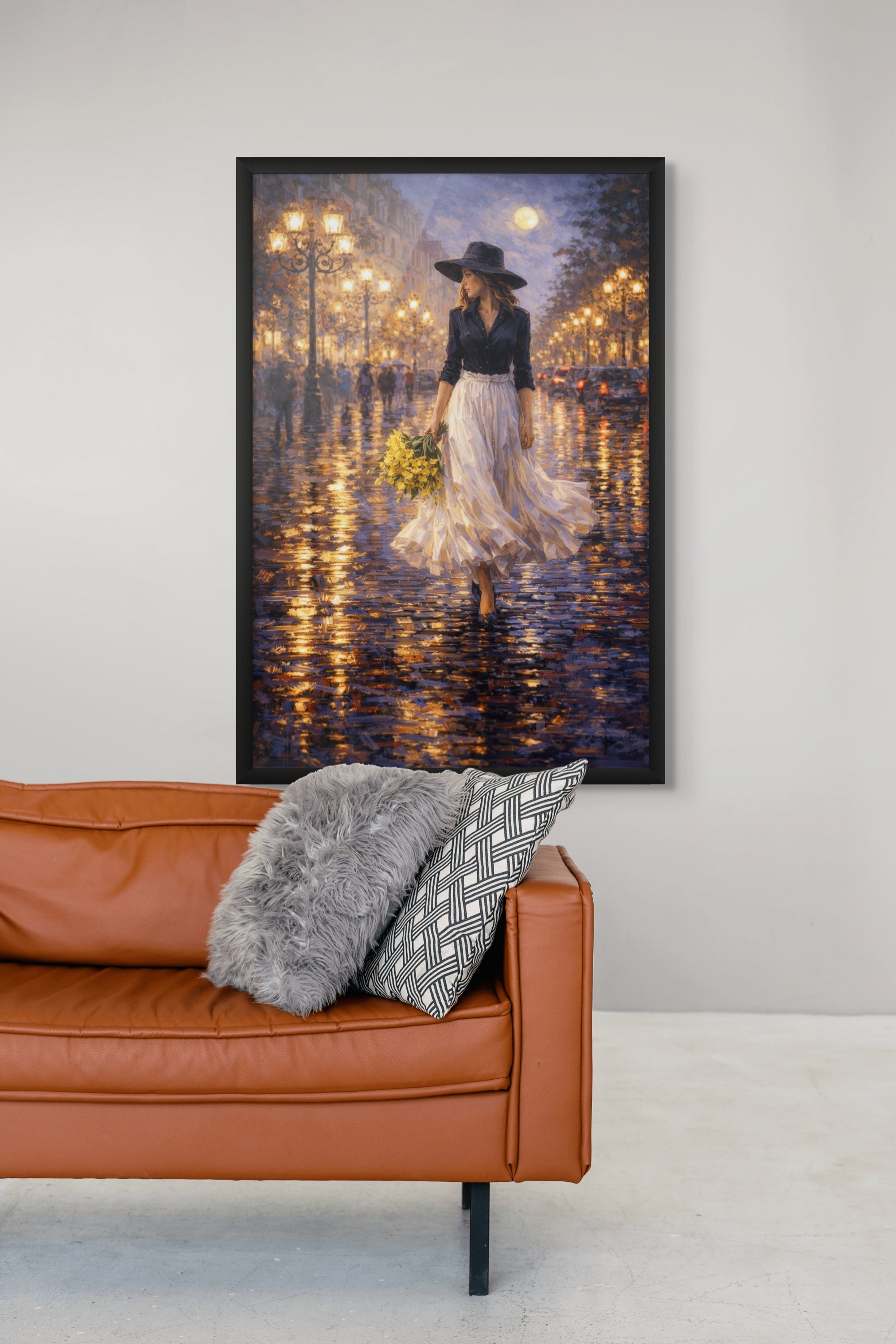 Parijs bij Nacht Wanddecoratie Luxe – Sfeervolle Canvas Woonkamer Print