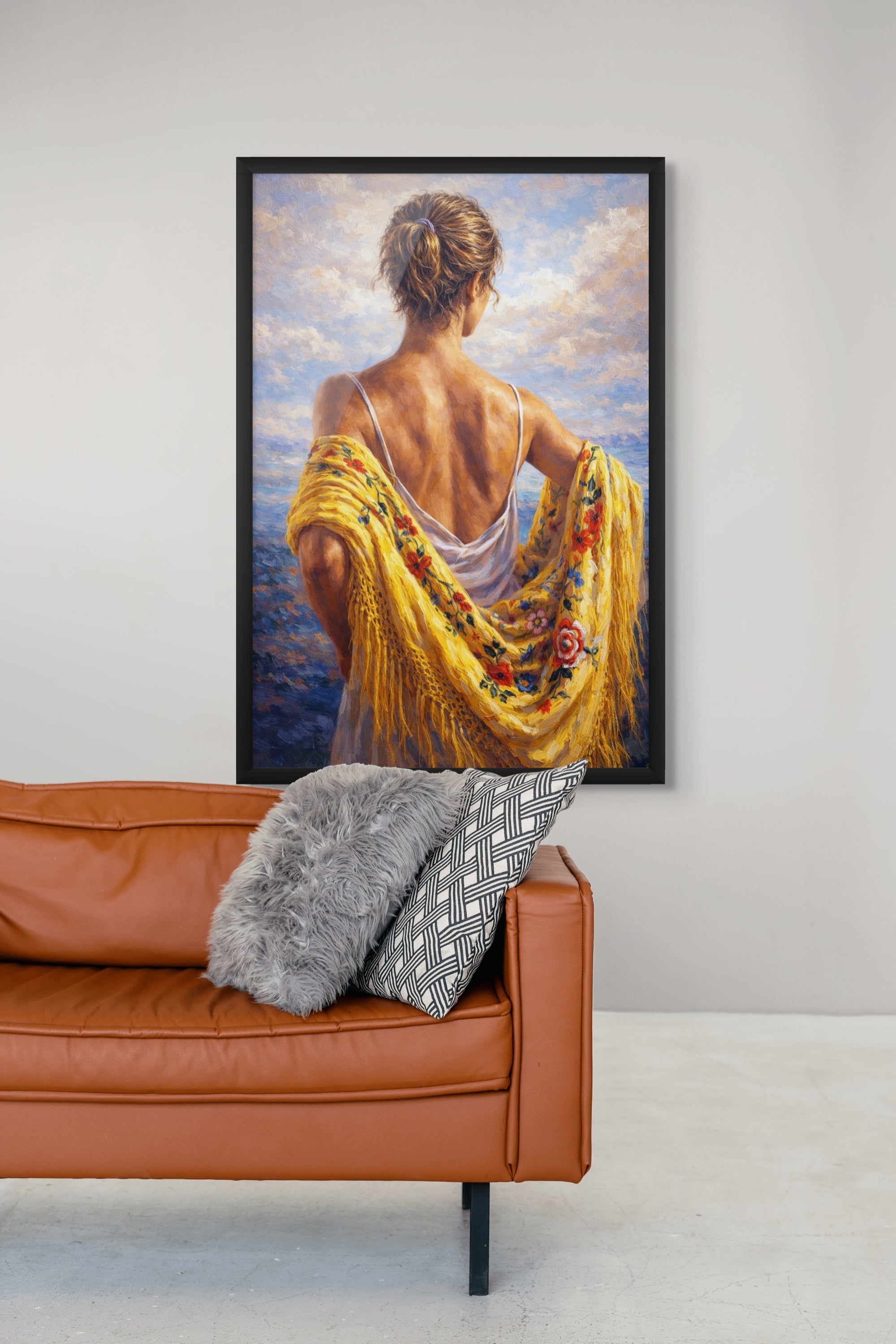 Vrouw Portret Wanddecoratie Goud – Elegante Canvas of Aluminium Print