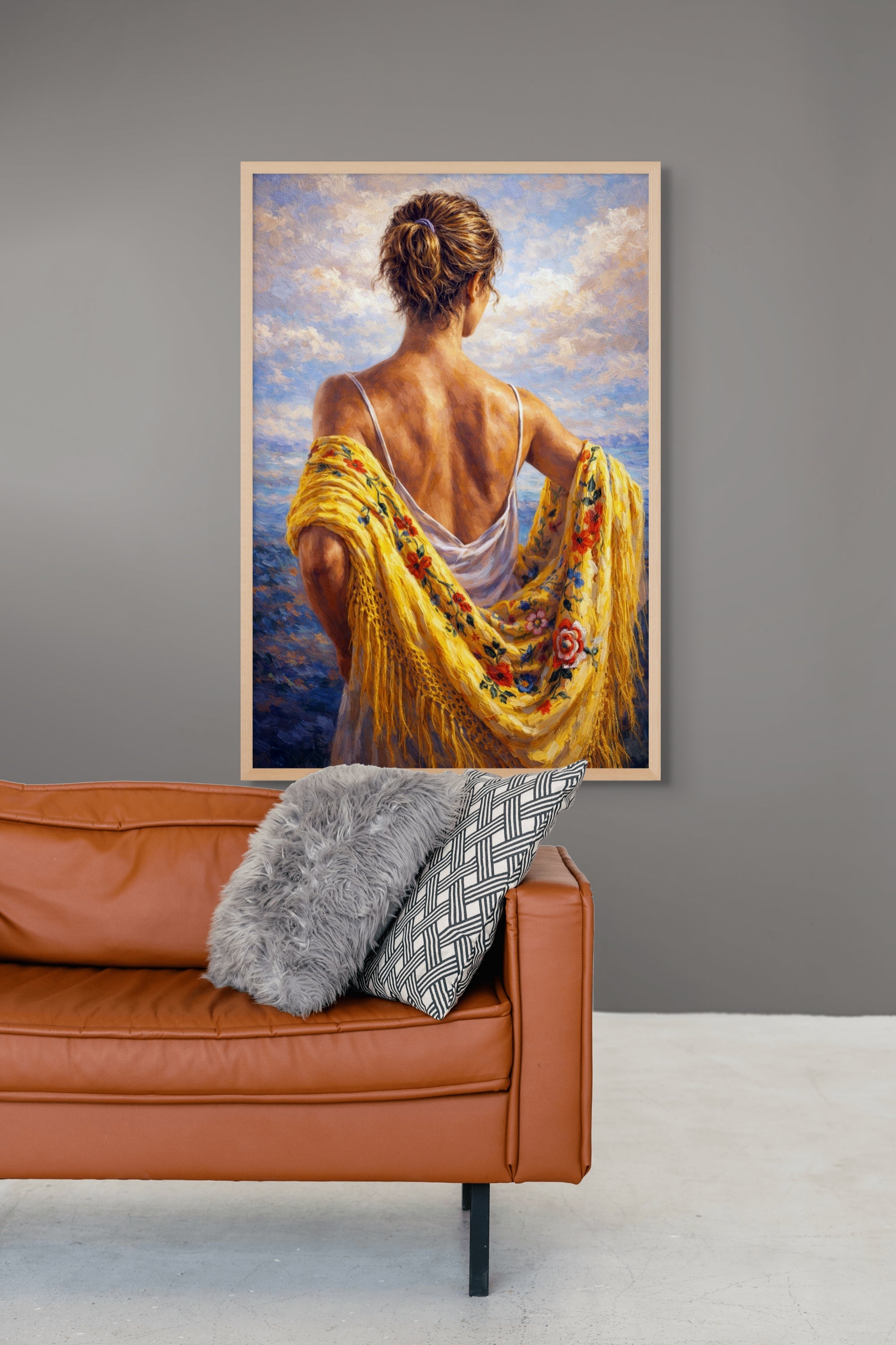 Vrouw Portret Wanddecoratie Goud – Elegante Canvas of Aluminium Print
