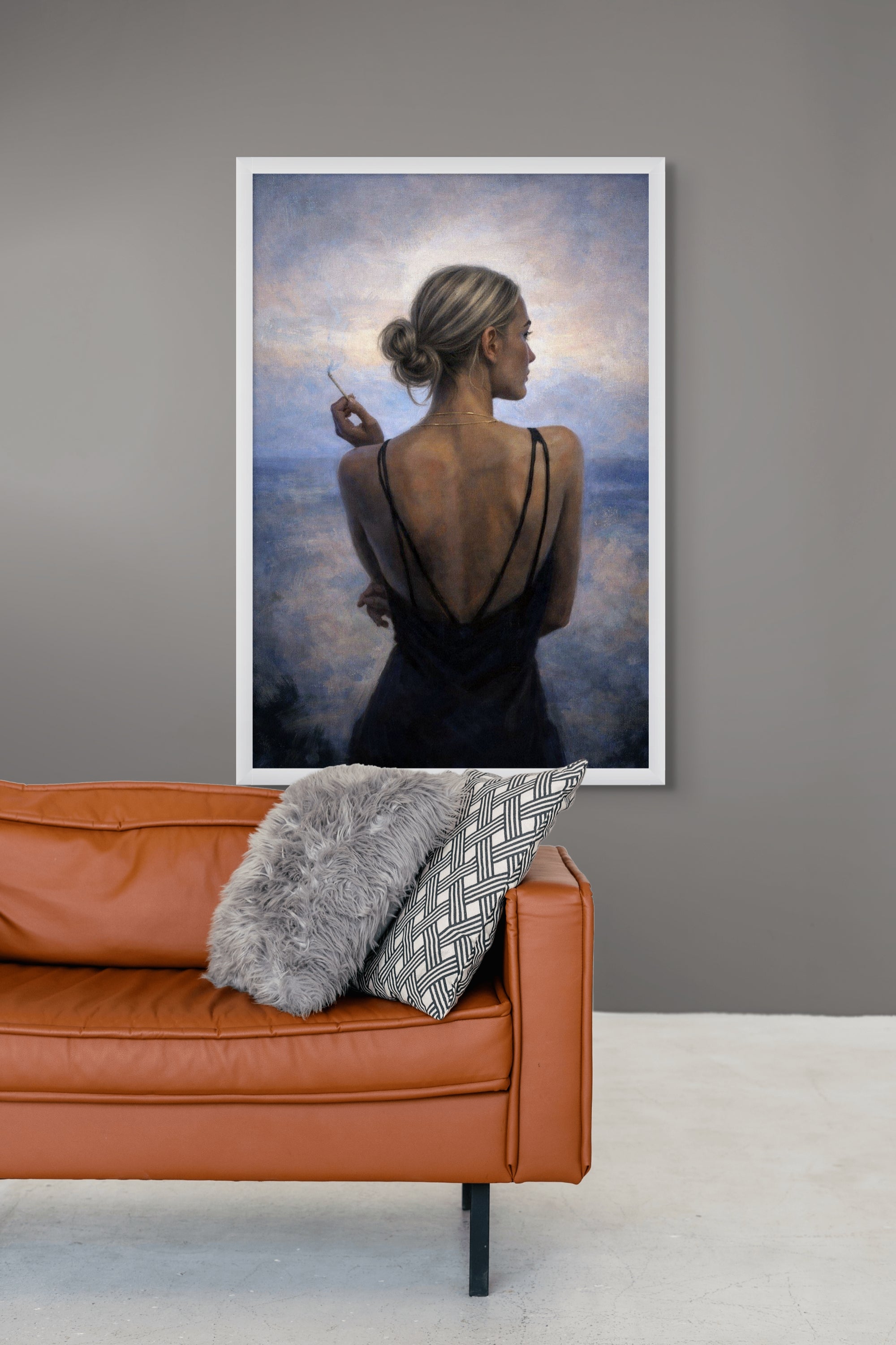 Abstract Landschap Wanddecoratie Maanlicht – Sfeervolle Canvas Print