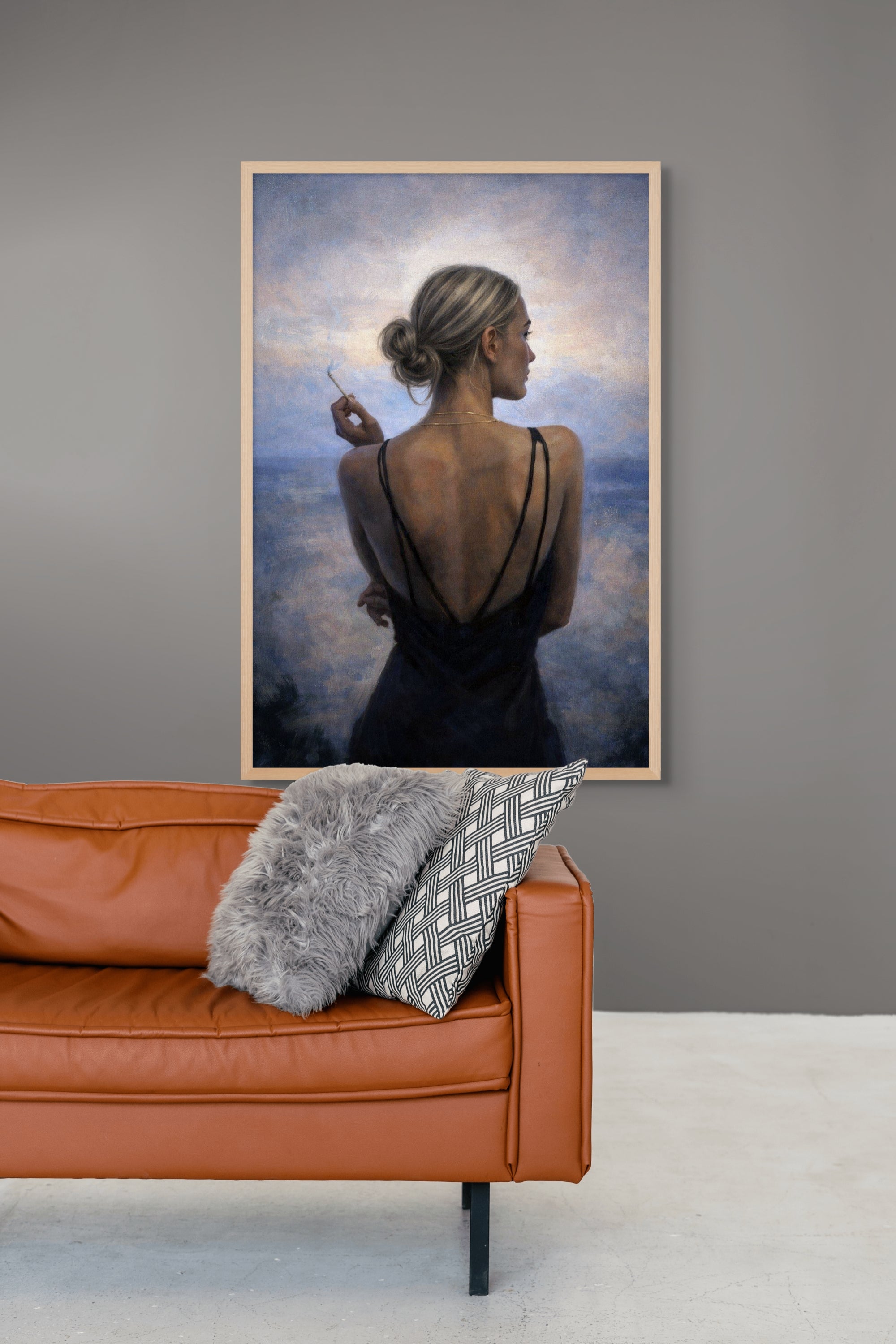 Abstract Landschap Wanddecoratie Maanlicht – Sfeervolle Canvas Print