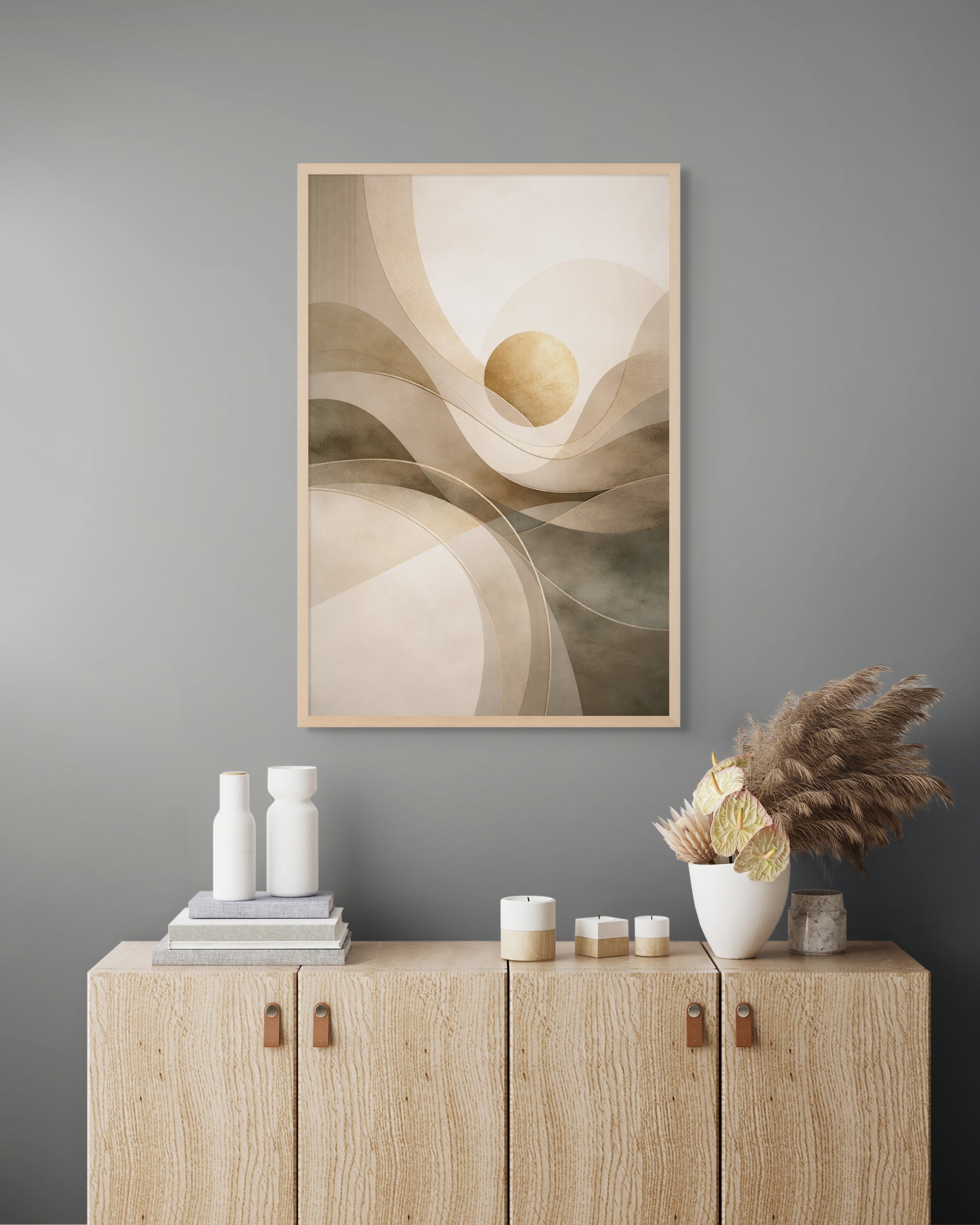 Abstract Goud Schilderij Woonkamer – Premium Wanddecoratie op Canvas, Aluminium of Poster