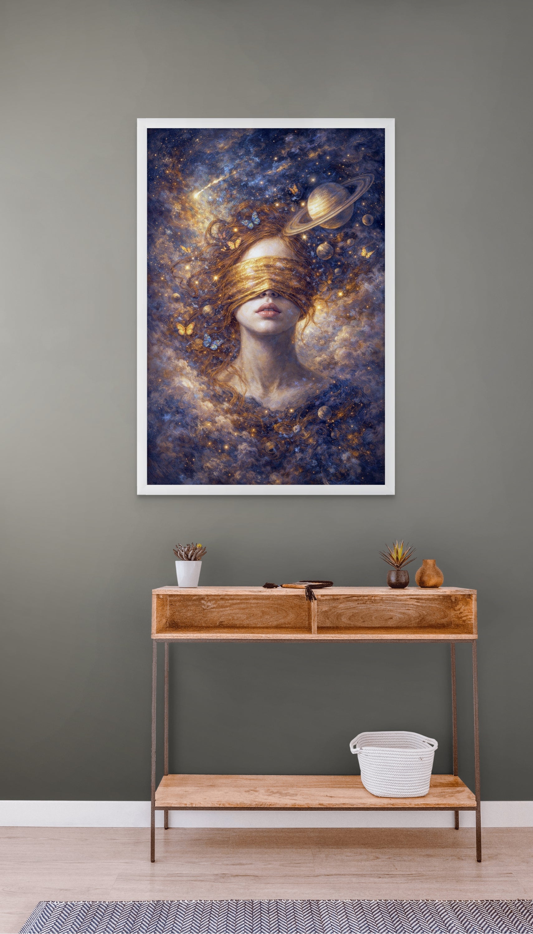 Saturnus Planeet Wanddecoratie – Dromerige Ruimte Canvas Slaapkamer Print