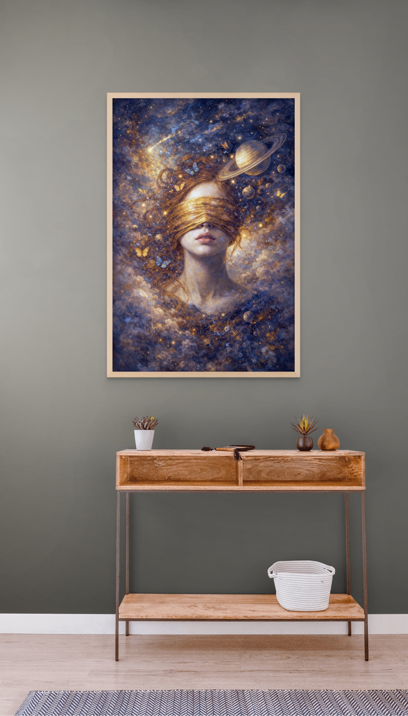 Saturnus Planeet Wanddecoratie – Dromerige Ruimte Canvas Slaapkamer Print