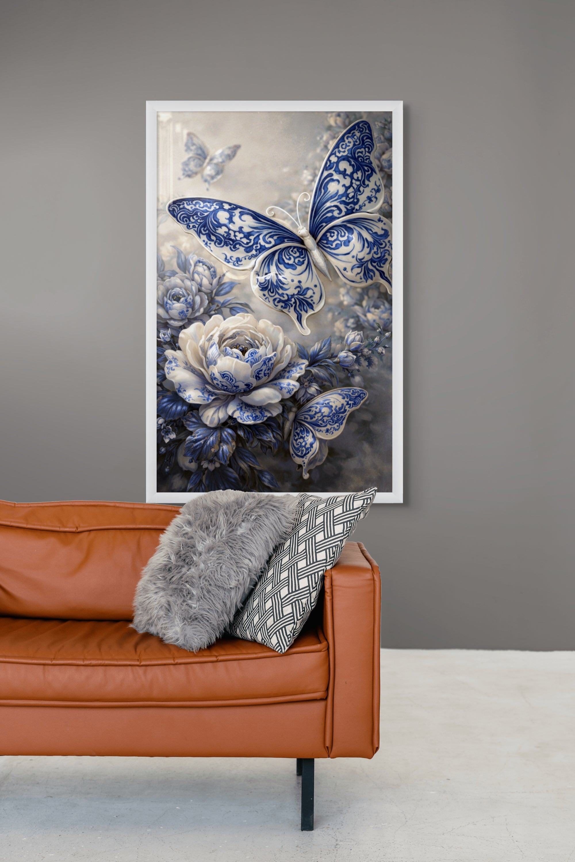 Delfts Blauw Vlinder Wanddecoratie Porselein – Sfeervolle Canvas Print