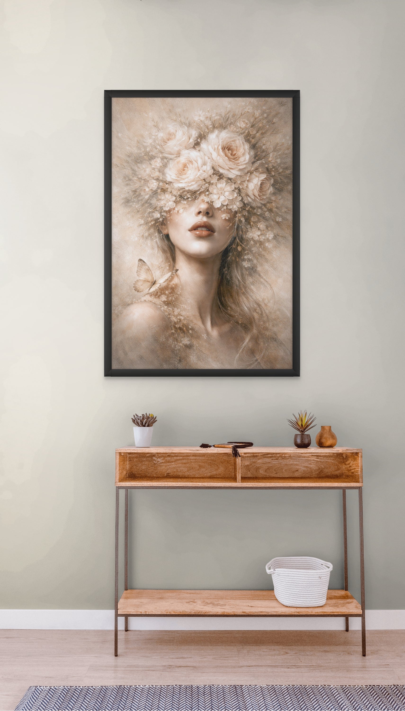 Bloemen Vlinder Wanddecoratie – Kleurrijke Canvas Woonkamer Print