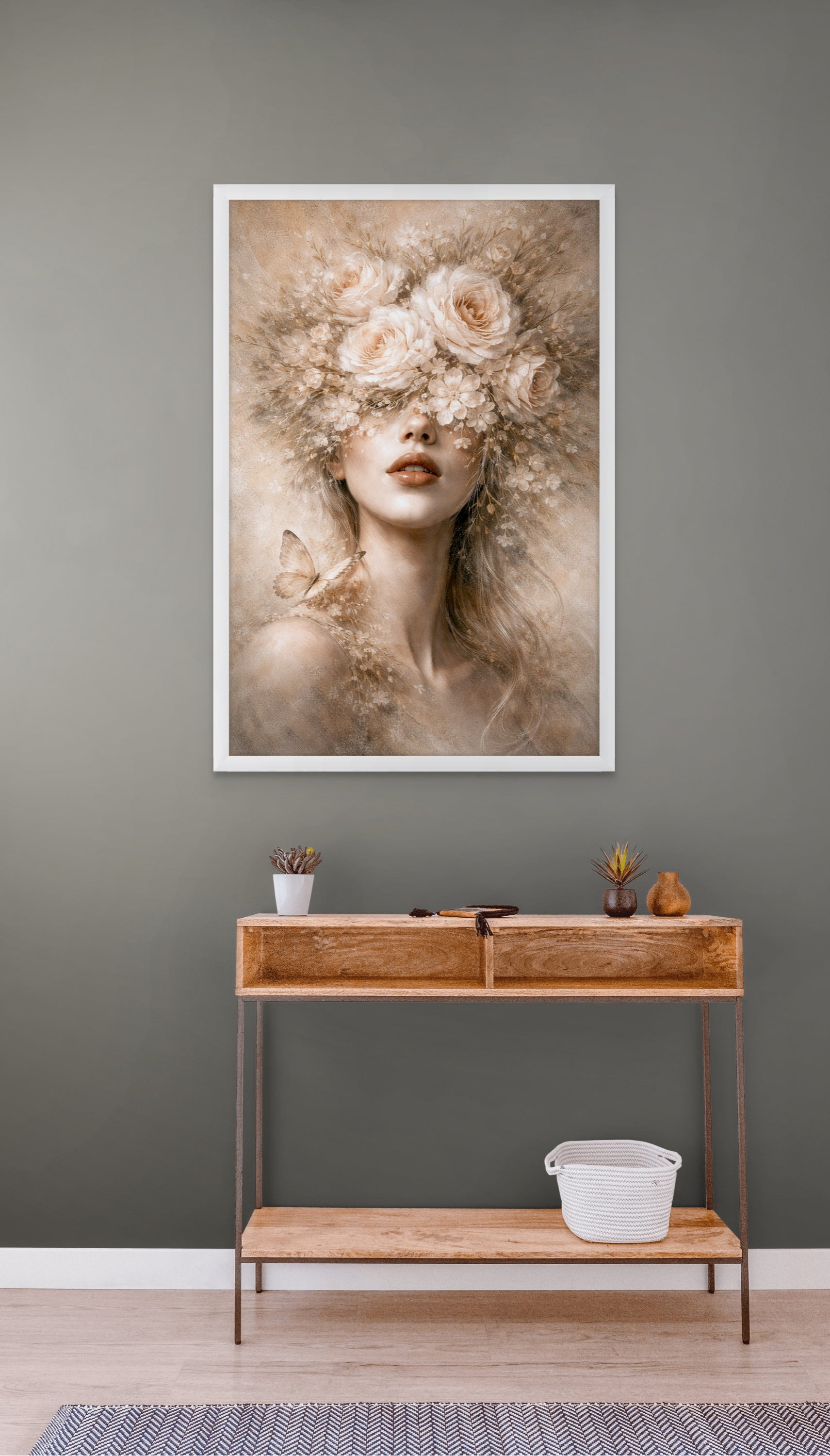 Bloemen Vlinder Wanddecoratie – Kleurrijke Canvas Woonkamer Print
