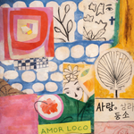 Amor Loco Boulevard wanddecoratie met kleurrijke, romantische compositie