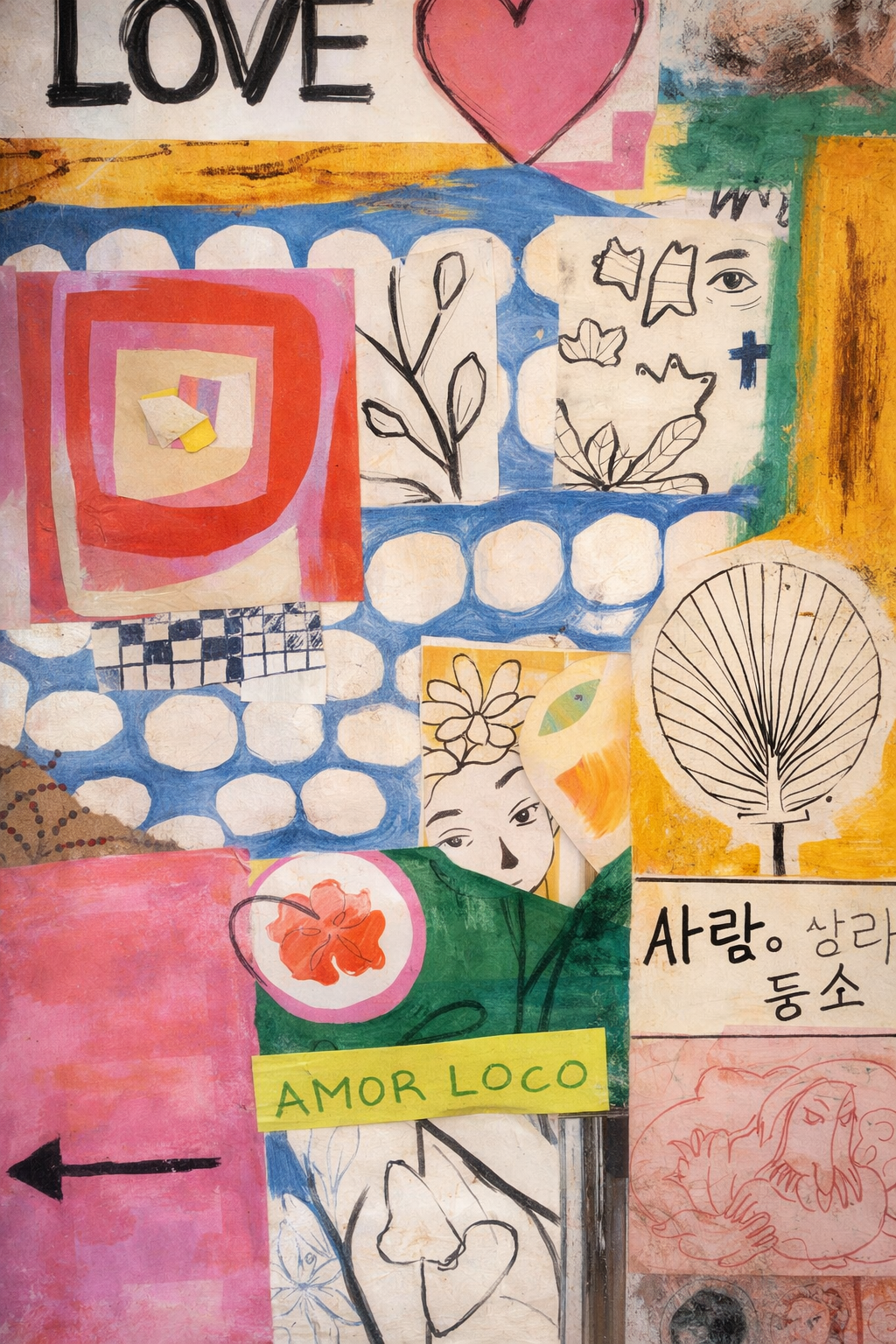 Amor Loco Boulevard wanddecoratie met kleurrijke, romantische compositie