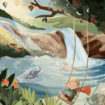 Wanddecoratie Avontuur aan de Waterval van Dromen met dromerige waterval