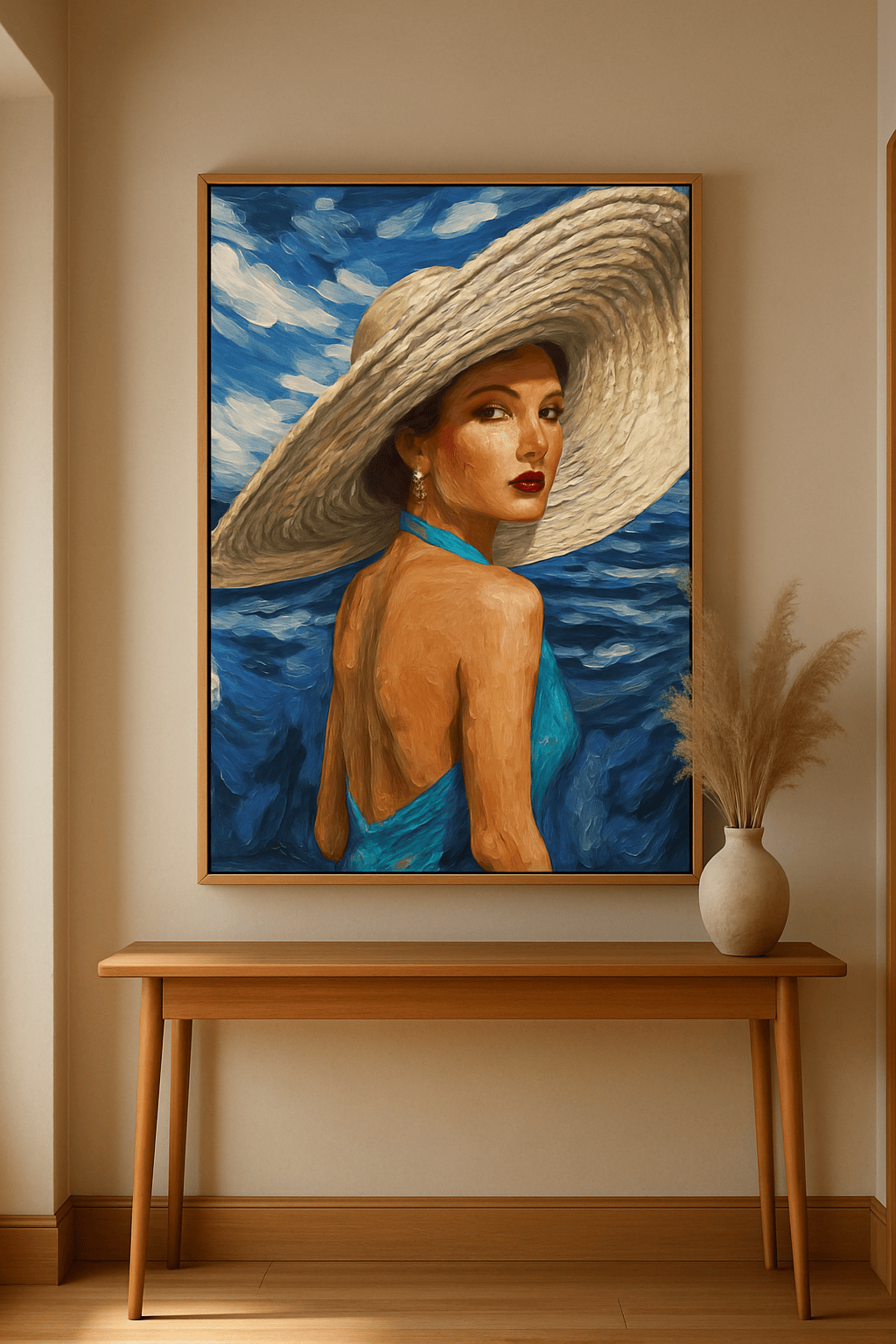 Azure Reverie in een stijlvolle hal | ArtifyCanvas
