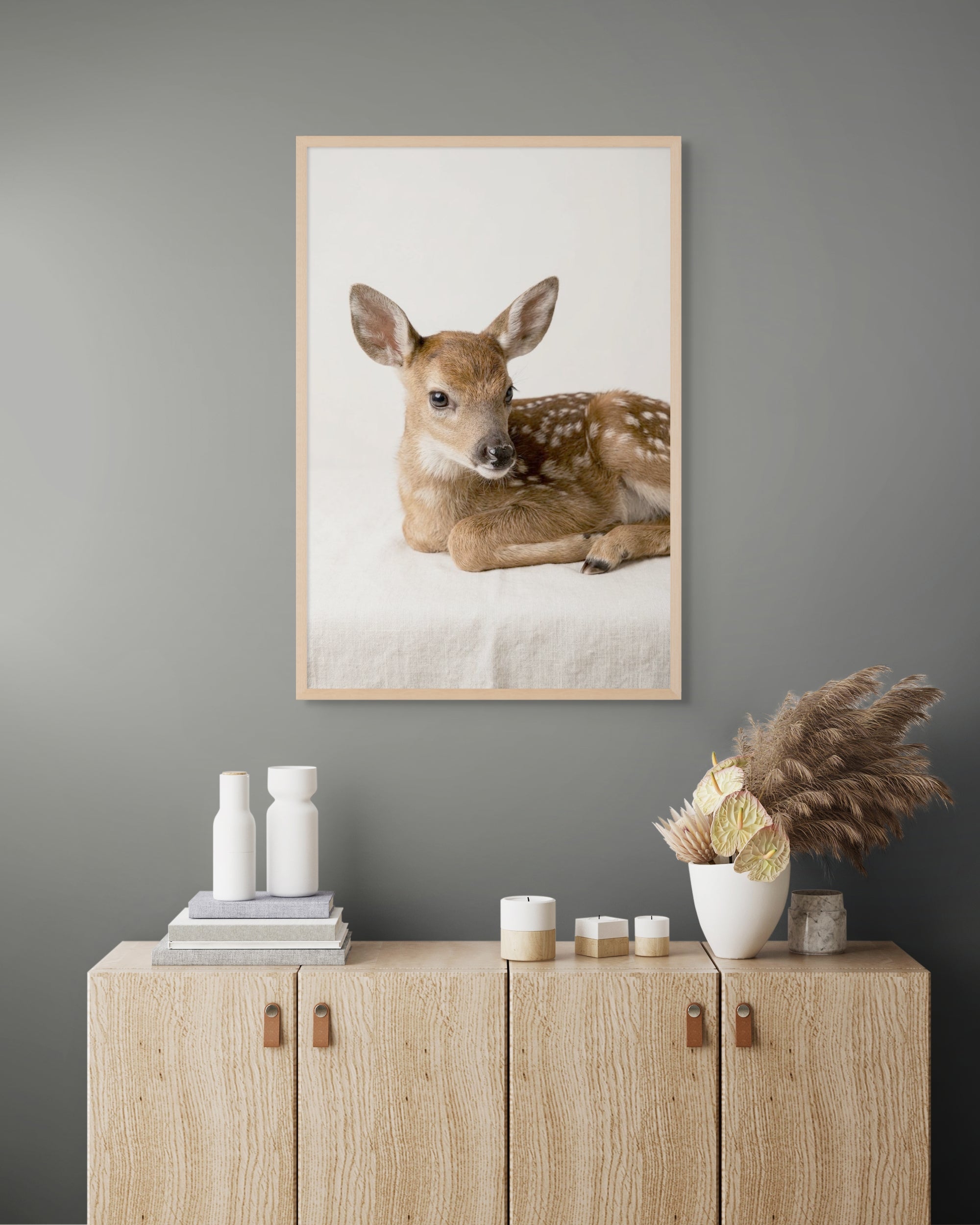 Hertje Wanddecoratie Ochtendlicht – Schattige Natuur Canvas Kinderkamer Print