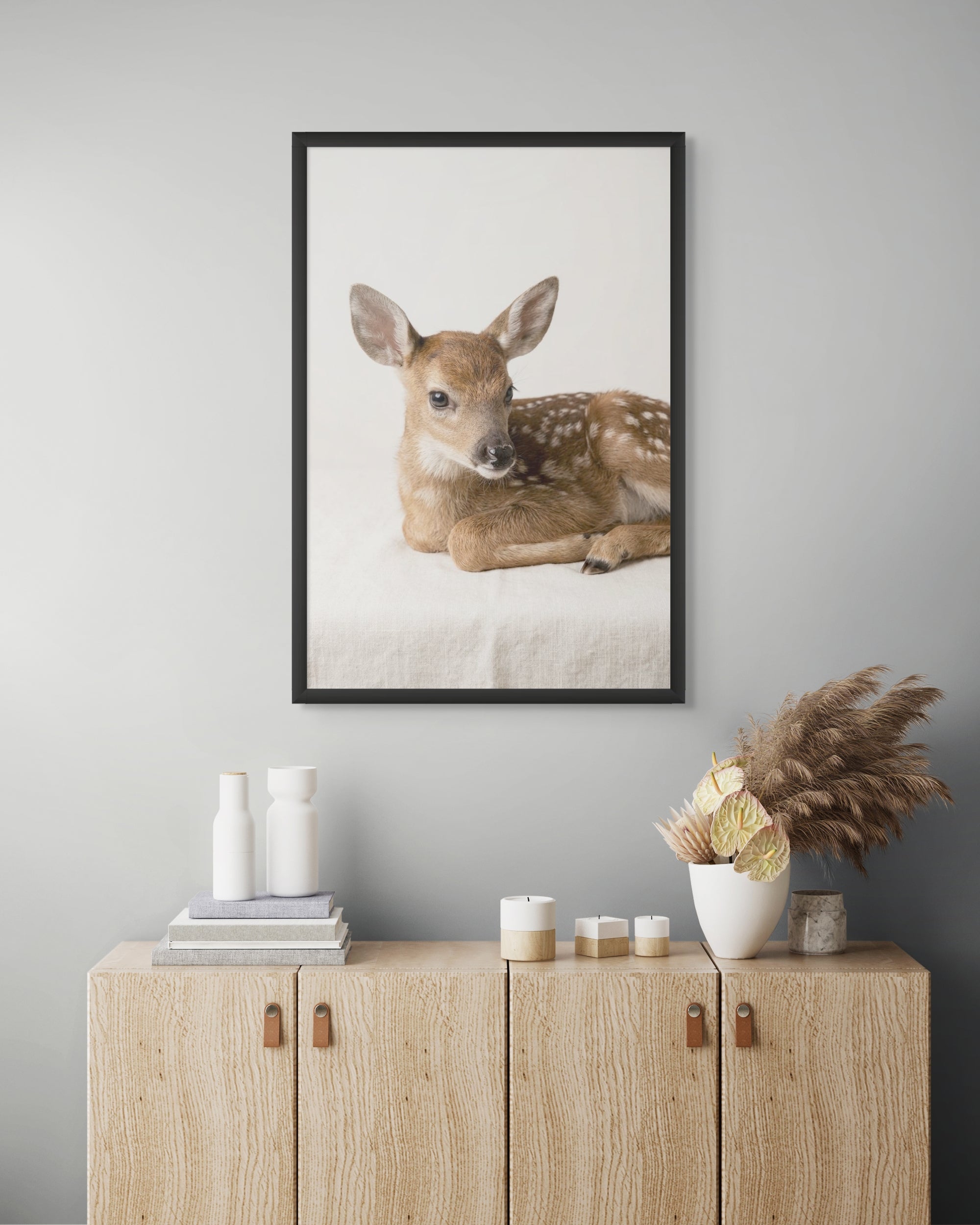 Hertje Wanddecoratie Ochtendlicht – Schattige Natuur Canvas Kinderkamer Print