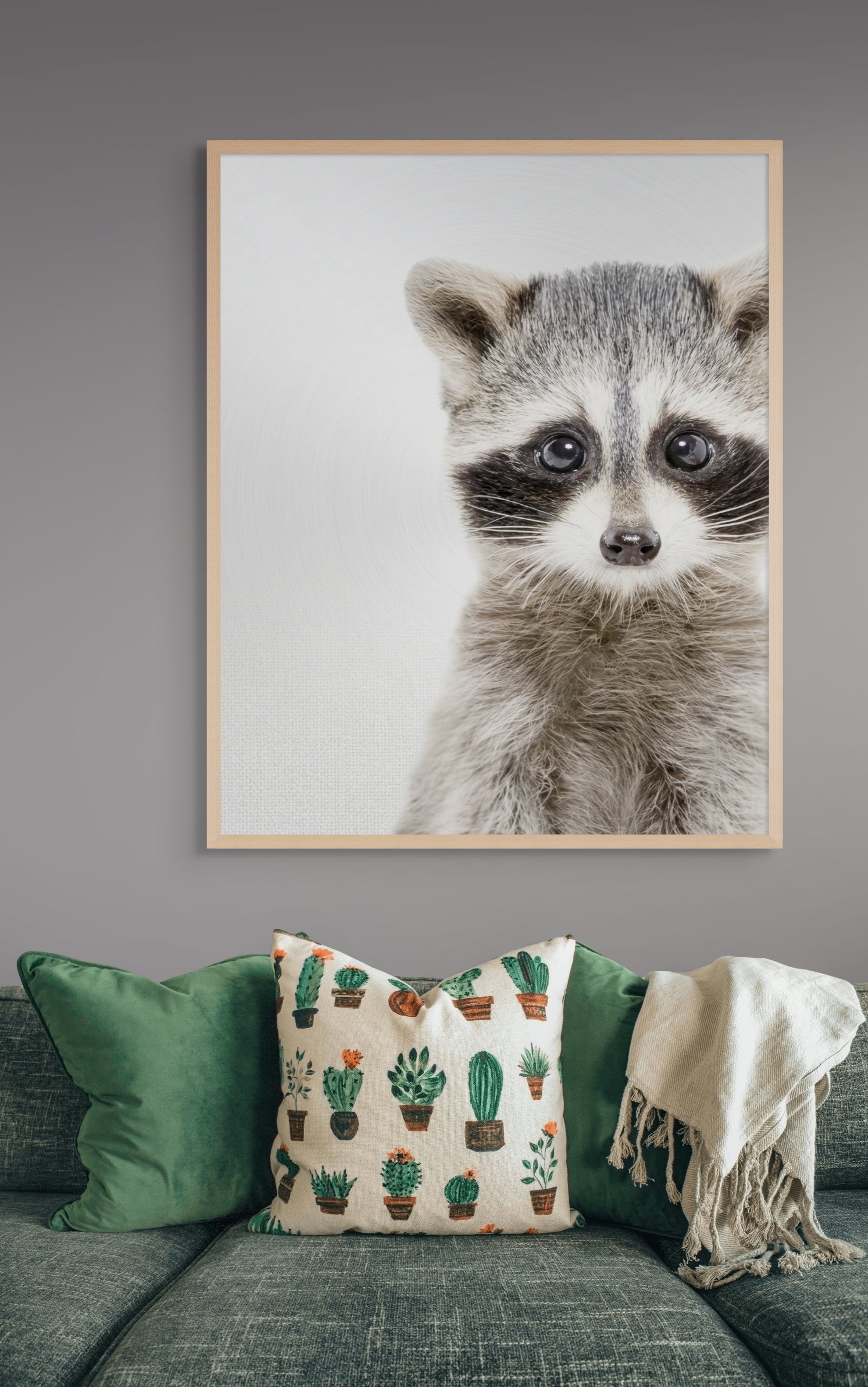Wasbeer Knuffelogen Wanddecoratie – Schattig Dieren Canvas Print