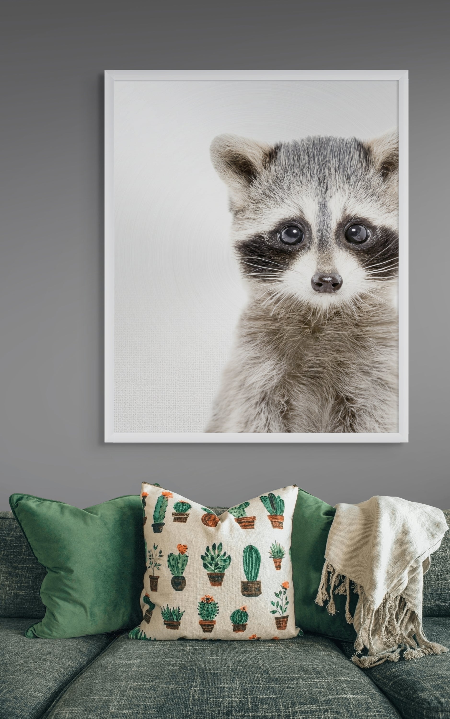 Wasbeer Knuffelogen Wanddecoratie – Schattig Dieren Canvas Print