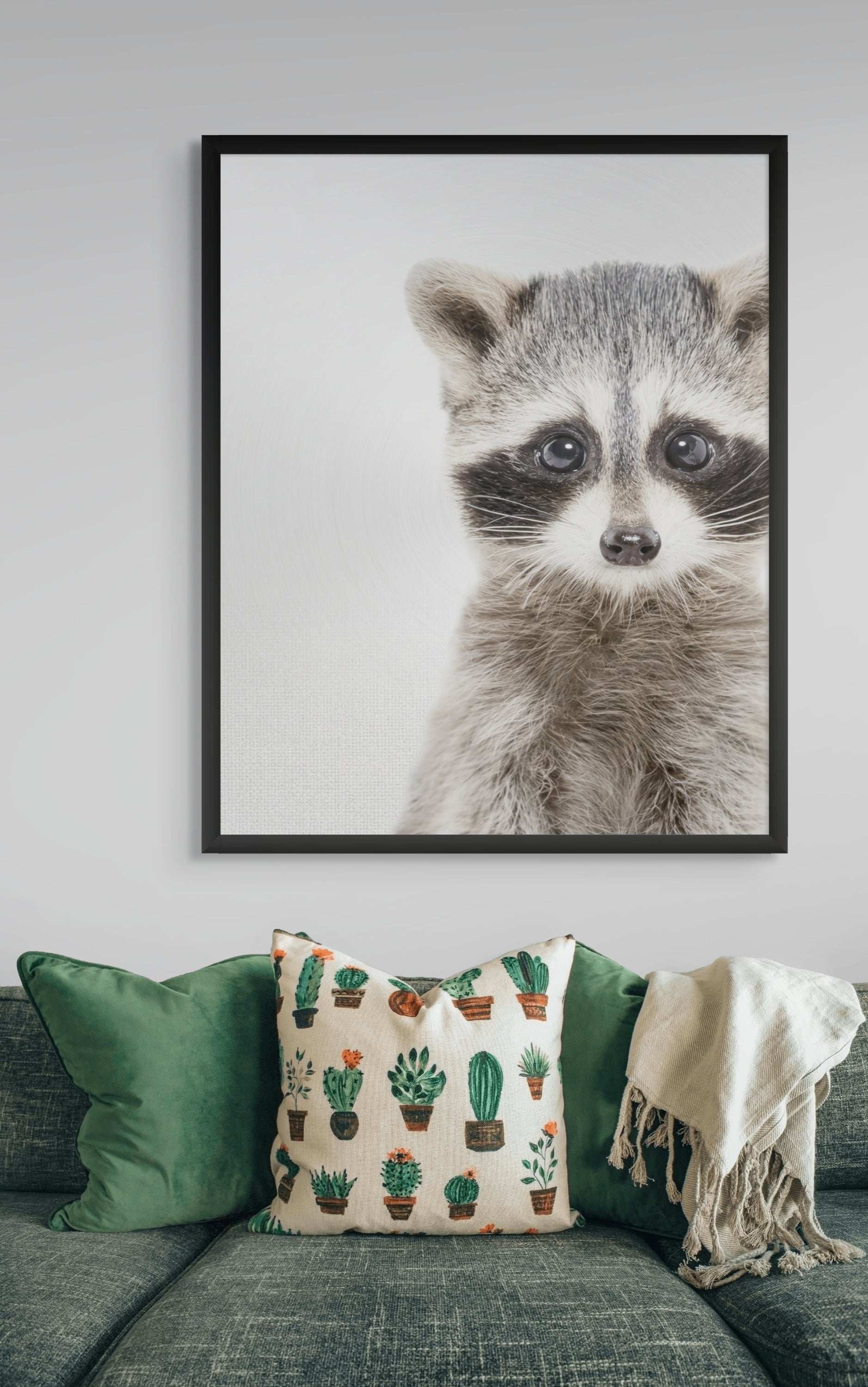 Wasbeer Knuffelogen Wanddecoratie – Schattig Dieren Canvas Print