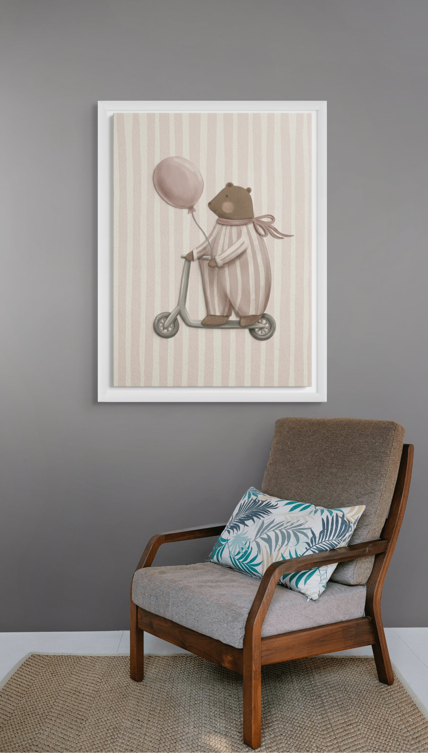 Beer Op Rolschaatsen Wanddecoratie – Grappig Kinderkamer Canvas Print