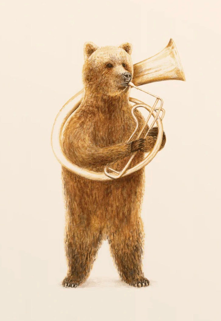 Beer met Brass Beats Wanddecoratie – Stoer Muziek Kinderkamer Canvas Print